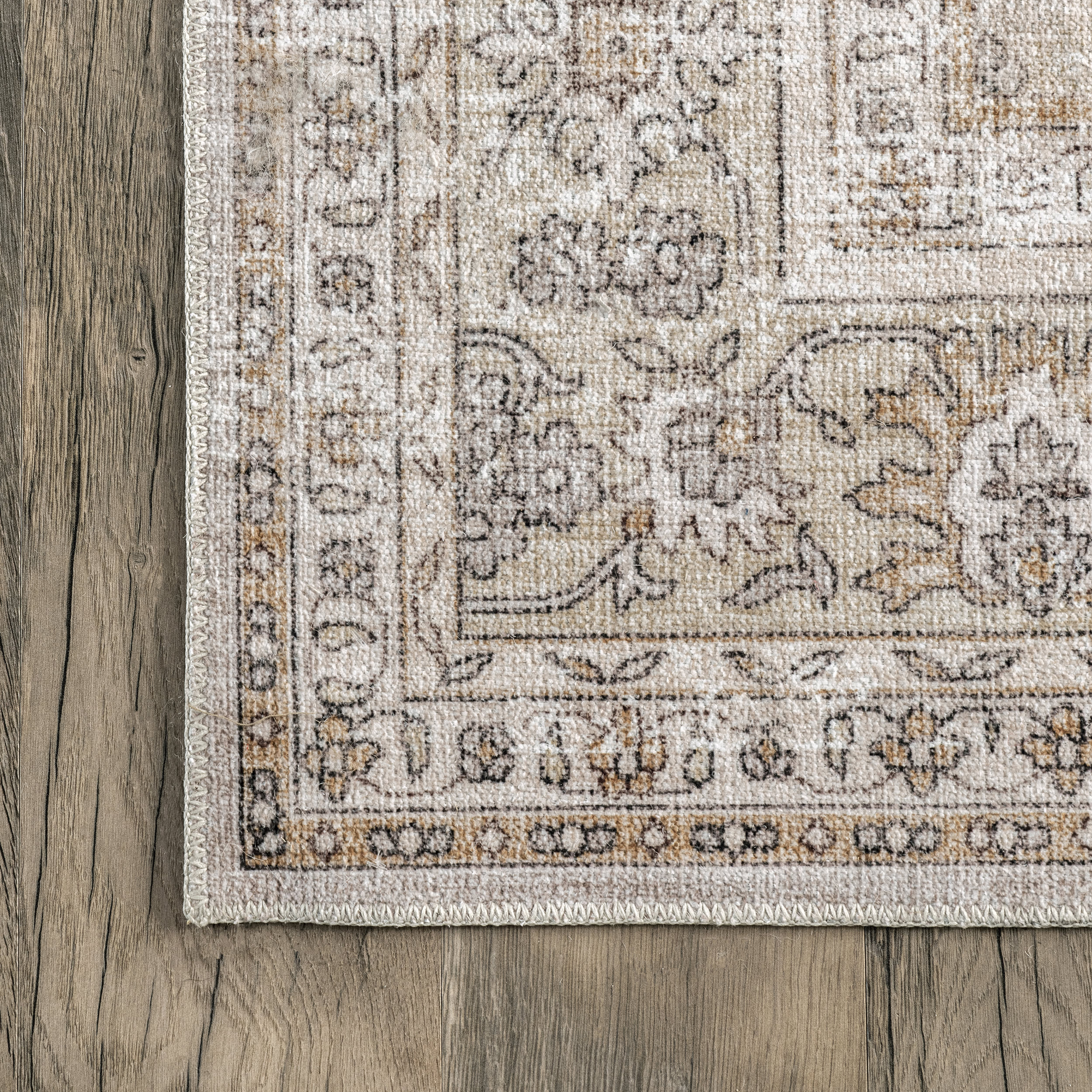 Meena Fading Garden Washable Rug | Beige - Image 3