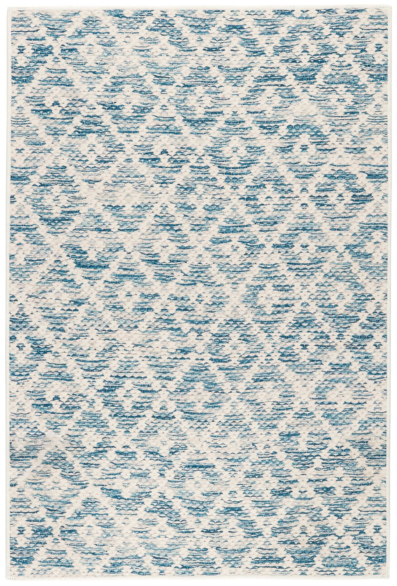 Melange Diamond Machine Washable Rug | Blue