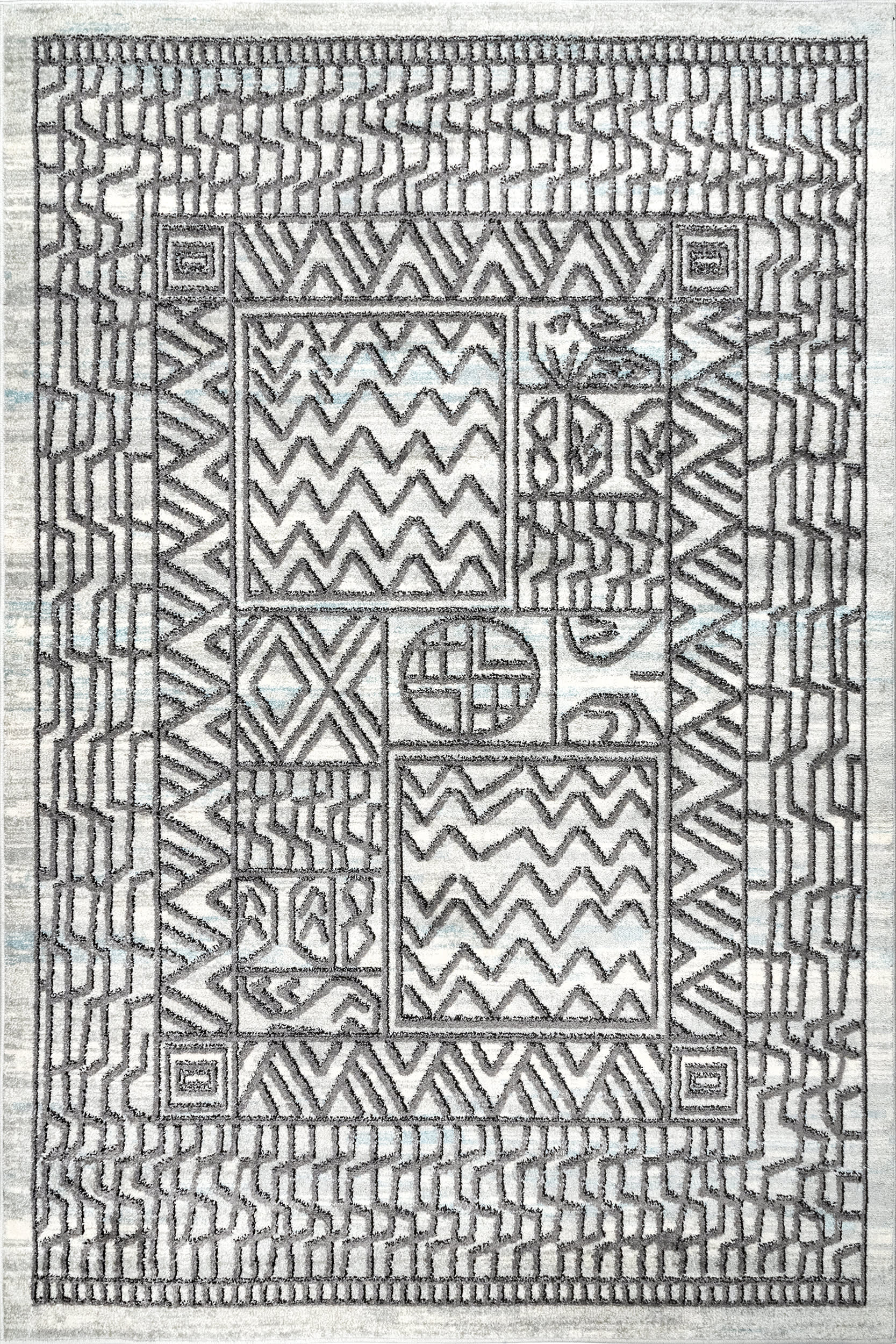 Melanie Bordered Etching Rug | Beige