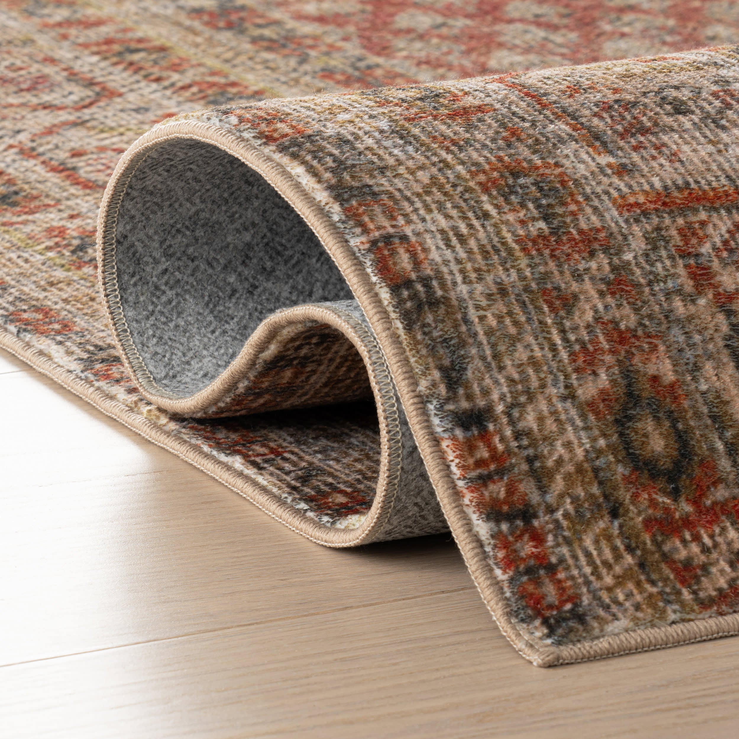 Melin Distressed Washable Rug | Orange - Image 11