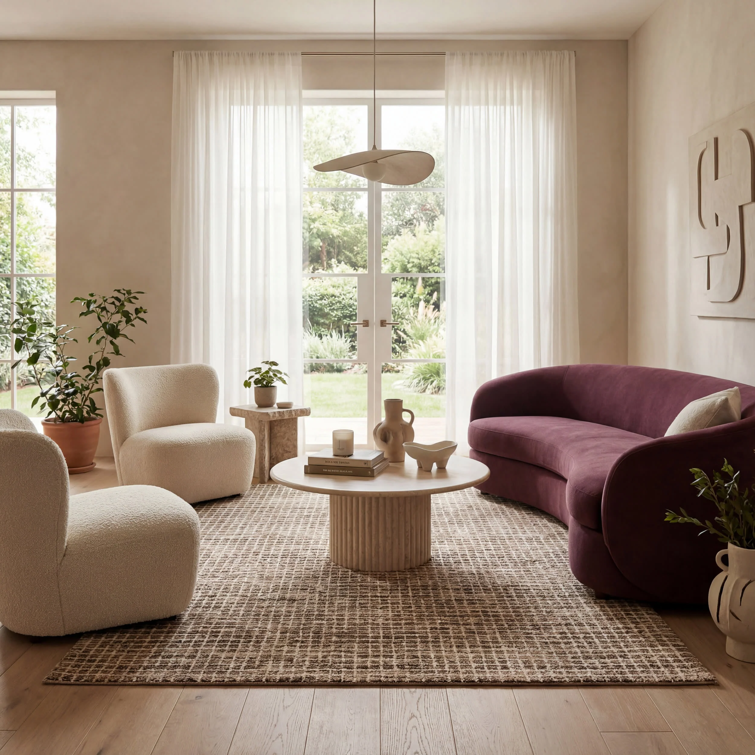 Melrose Checked Rug | Brown - Image 2