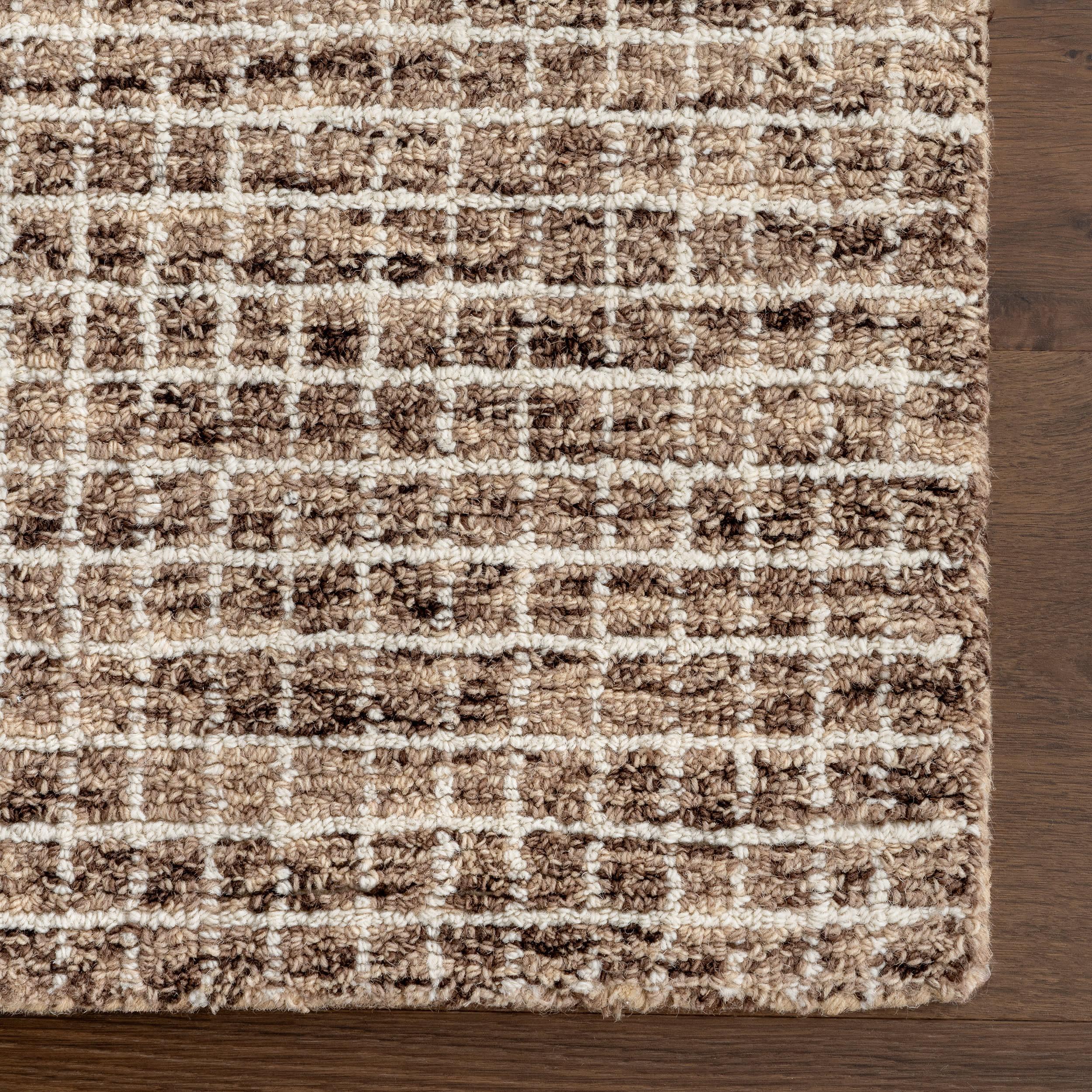 Melrose Checked Rug | Brown - Image 4