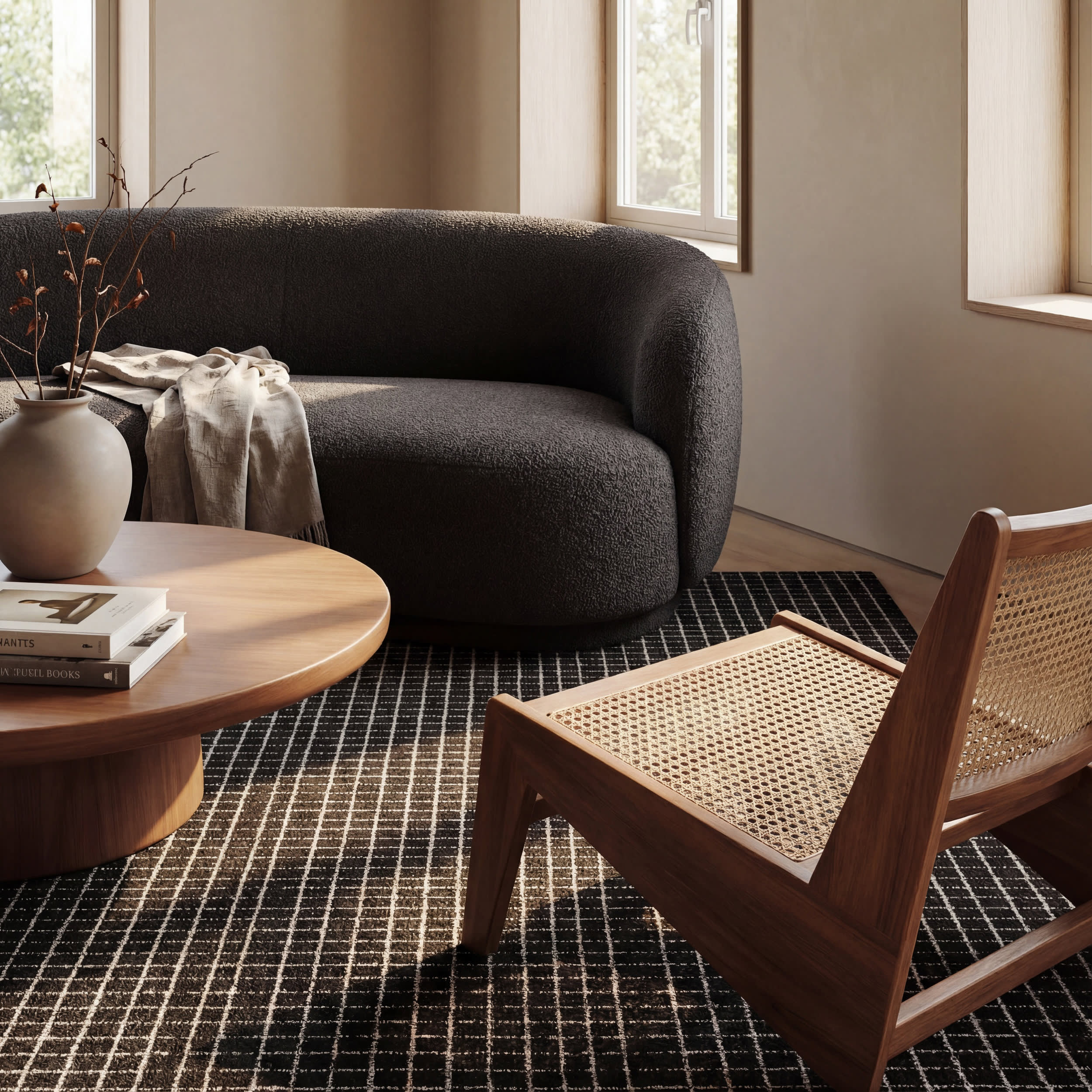 Melrose Checked Rug | Charcoal - Image 5