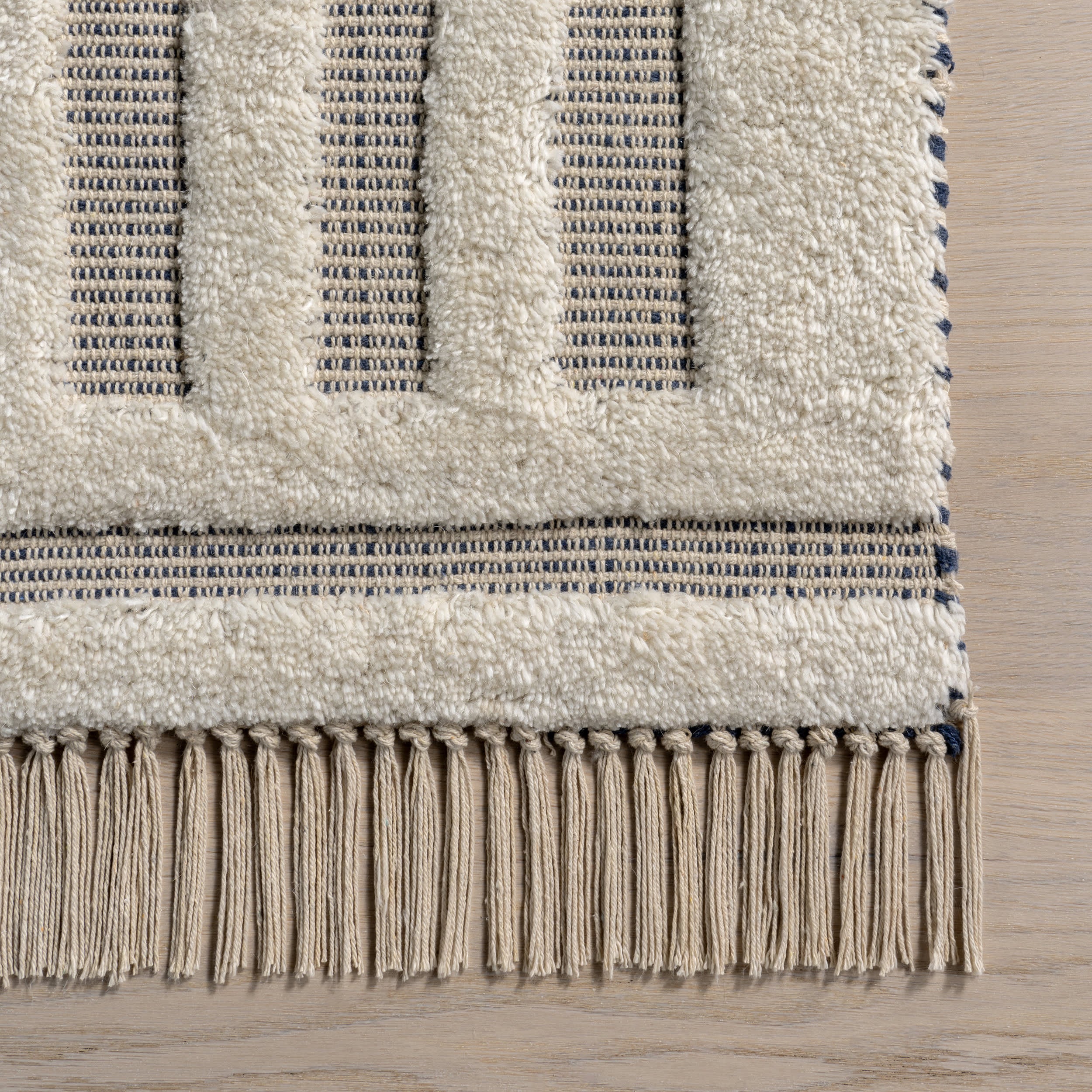 Merrick Tasseled Cotton Rug | Blue - Image 4