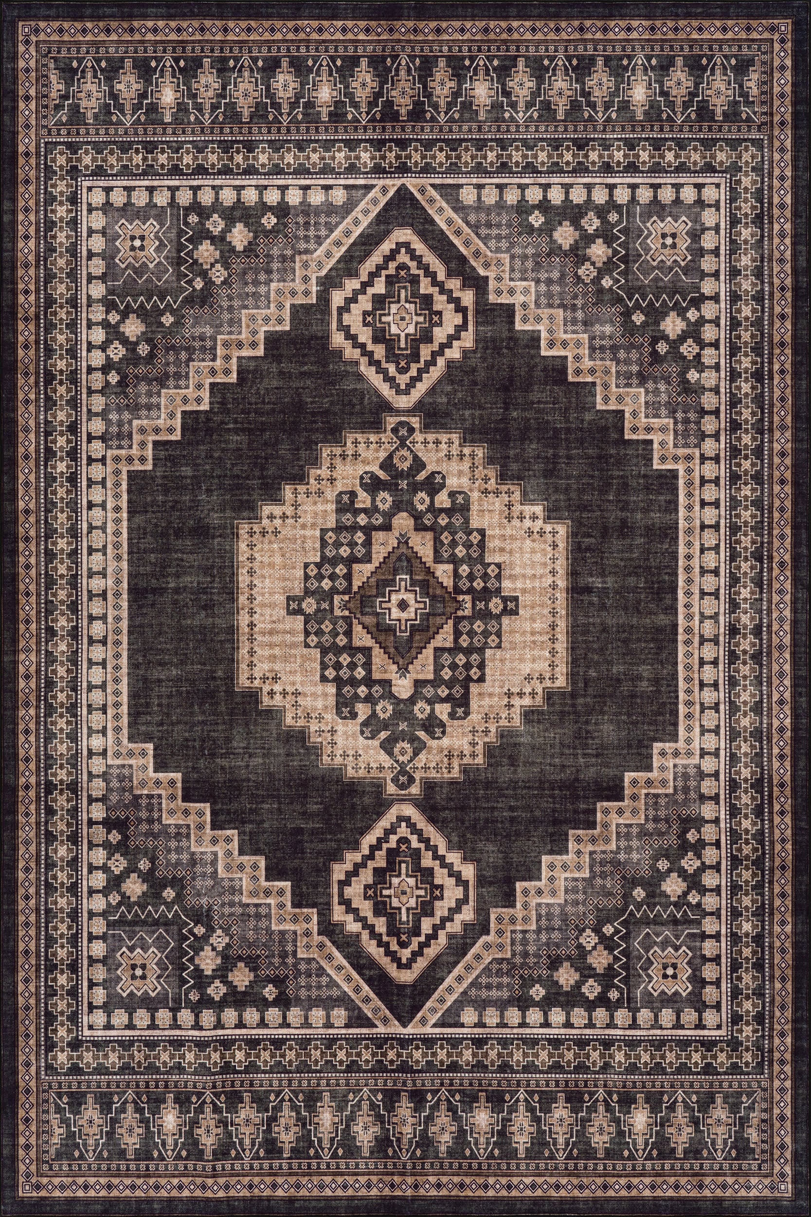 Mev Oriental and Persian Washable Rug | Brown