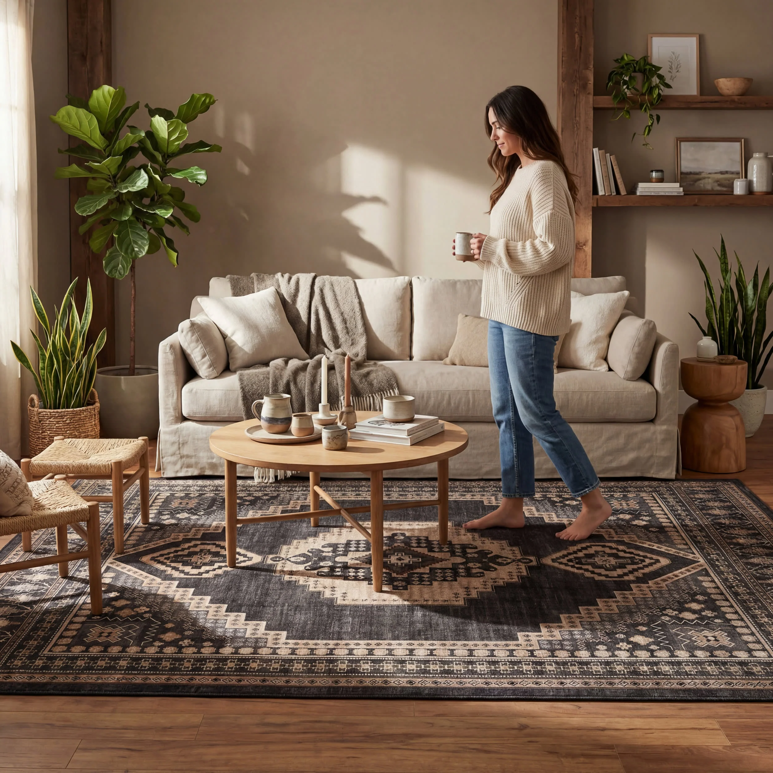 Mev Oriental and Persian Washable Rug | Brown - Image 9