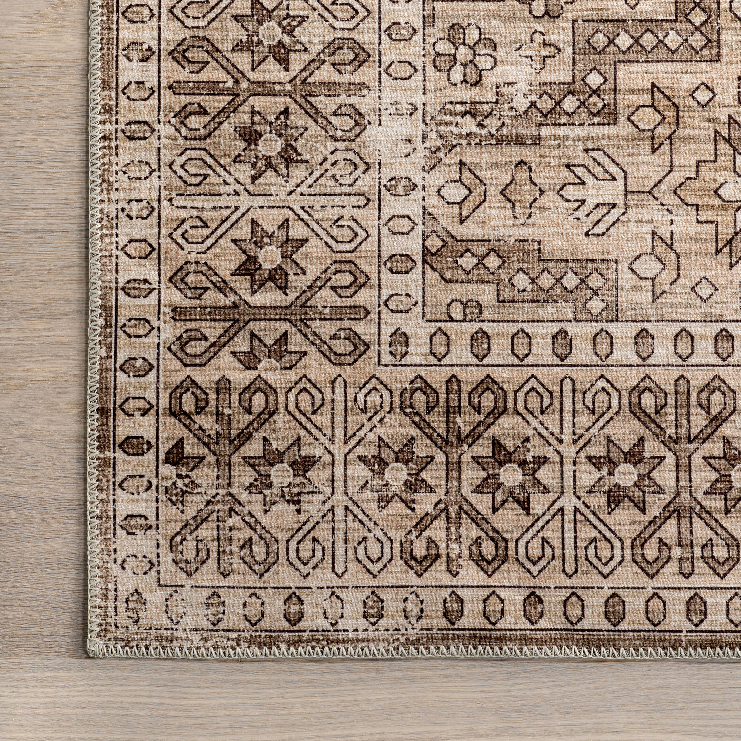 Milani Botanical Spill Proof Washable Rug | Beige - Image 3