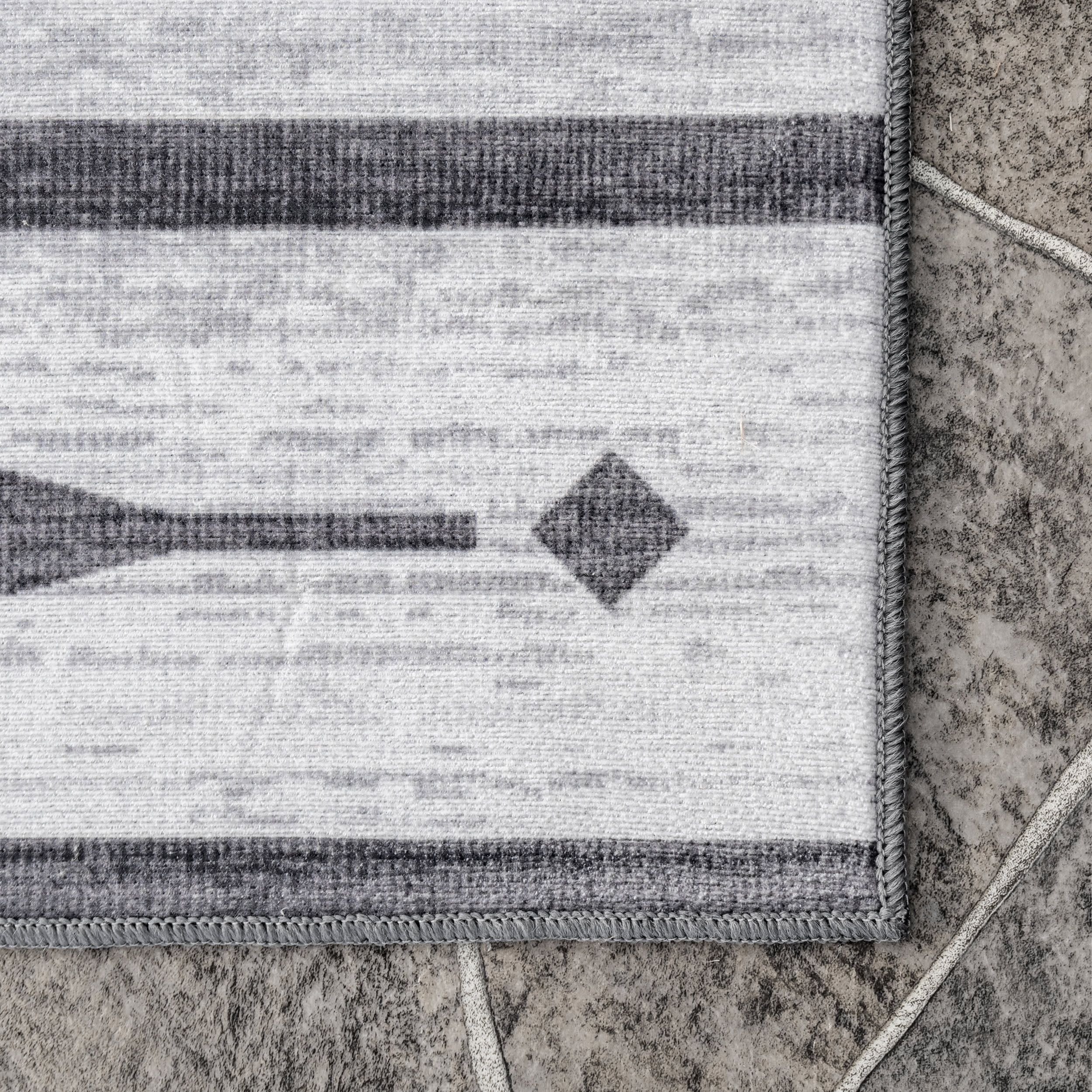 Milania Bars Washable Indoor/Outdoor Rug | Light Grey - Image 3
