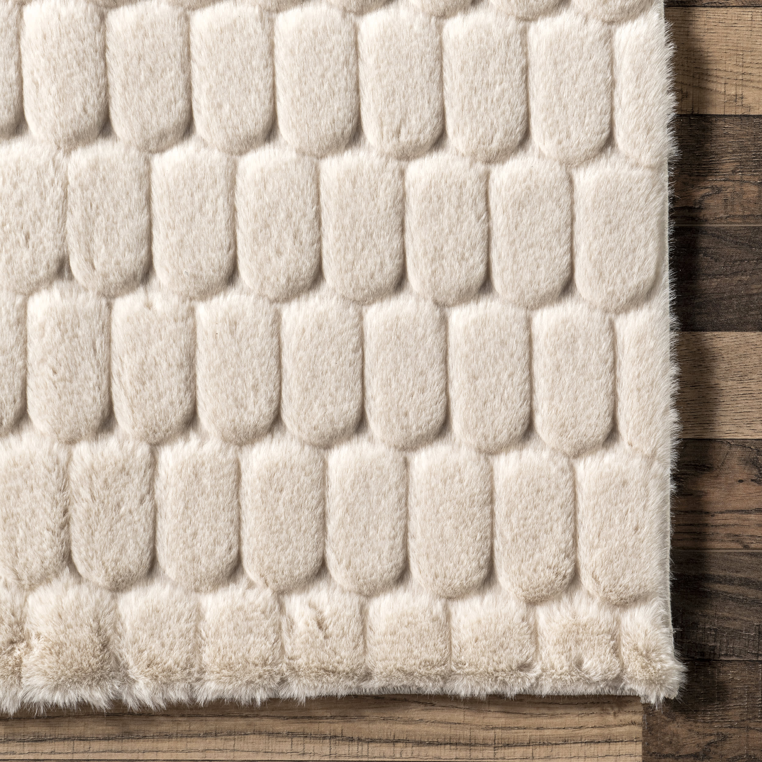 Milazia Honeycomb Plush Cloud Washable Rug | Beige - Image 3