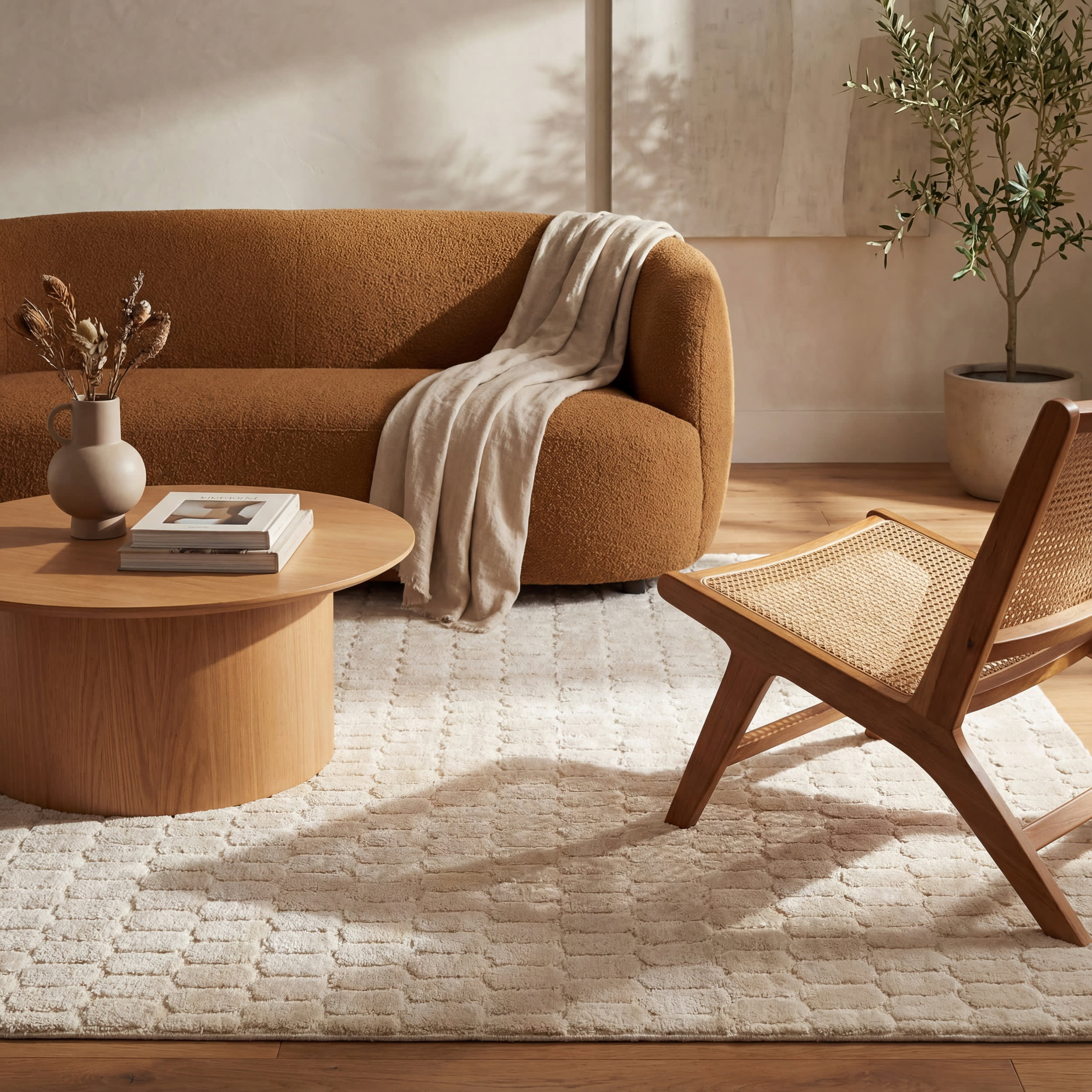 Milazia Honeycomb Plush Cloud Washable Rug | Beige - Image 4