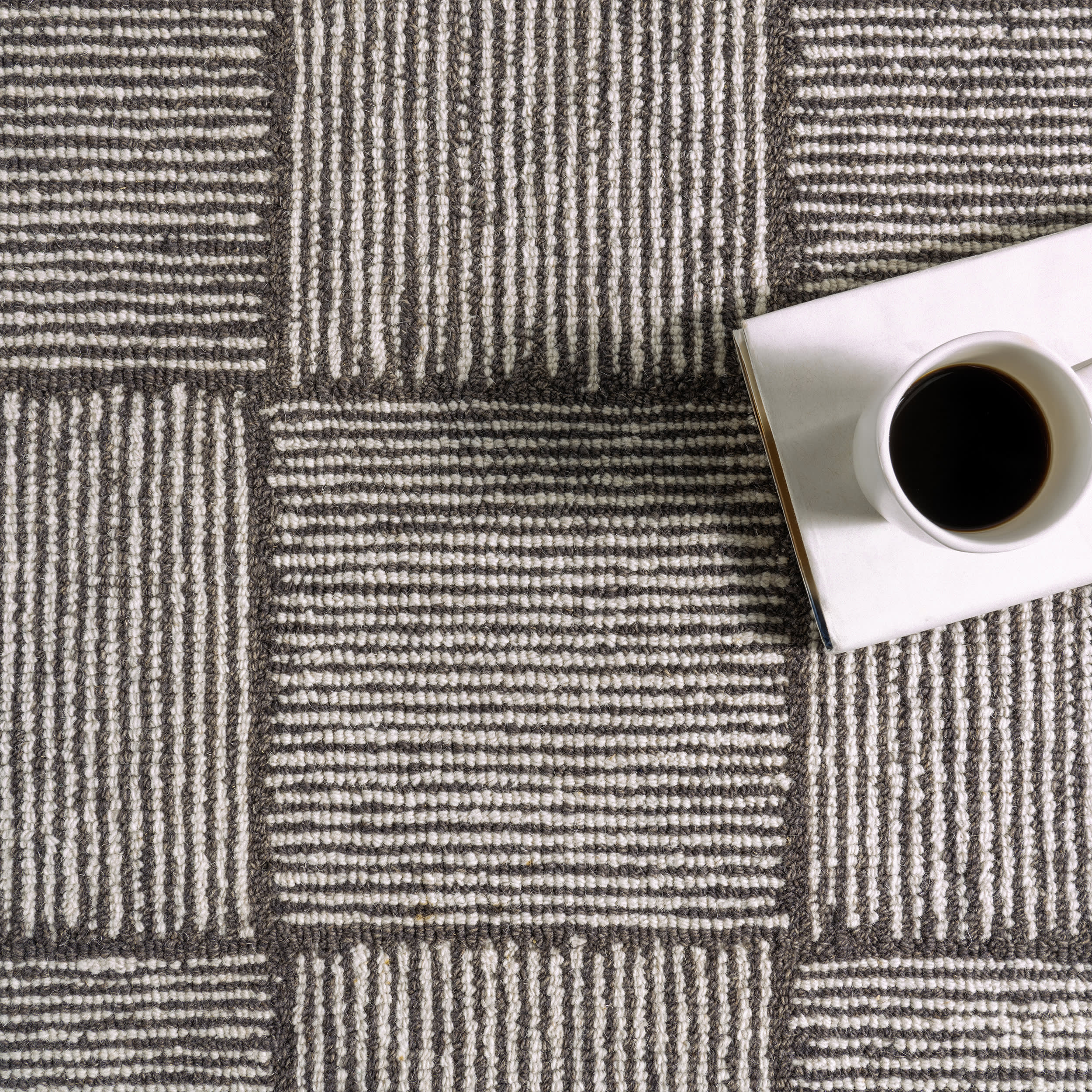 Milo Tiled Wool Rug | Dark Brown - Image 7