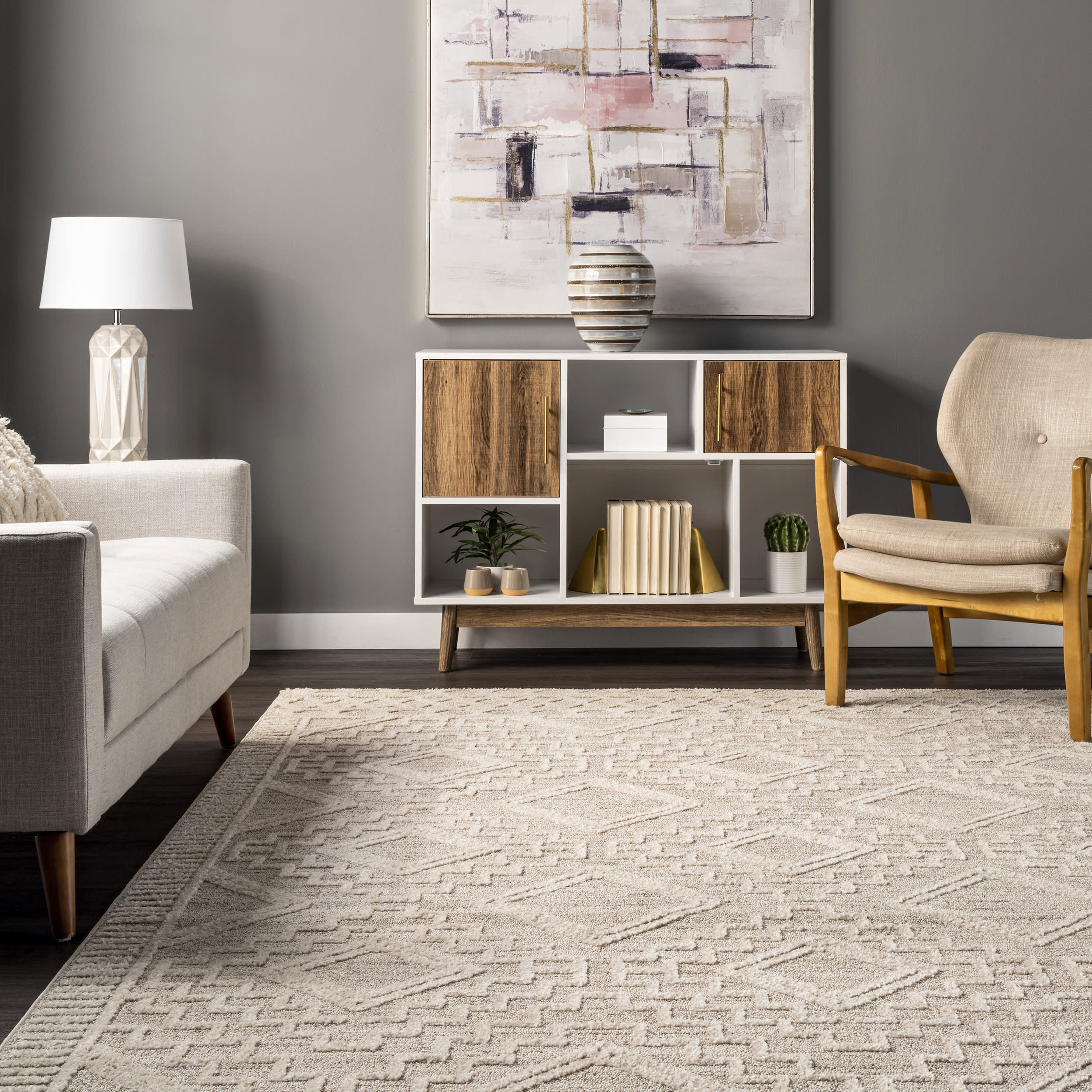 Miranda Moroccan Diamond Rug | Beige - Image 4