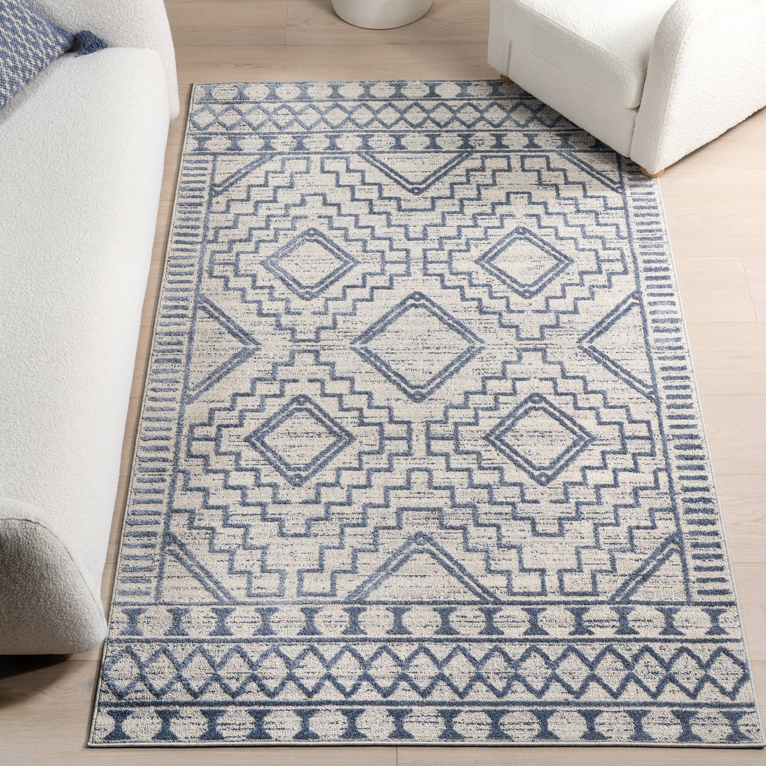 Miranda Moroccan Diamond Rug | Blue - Image 2