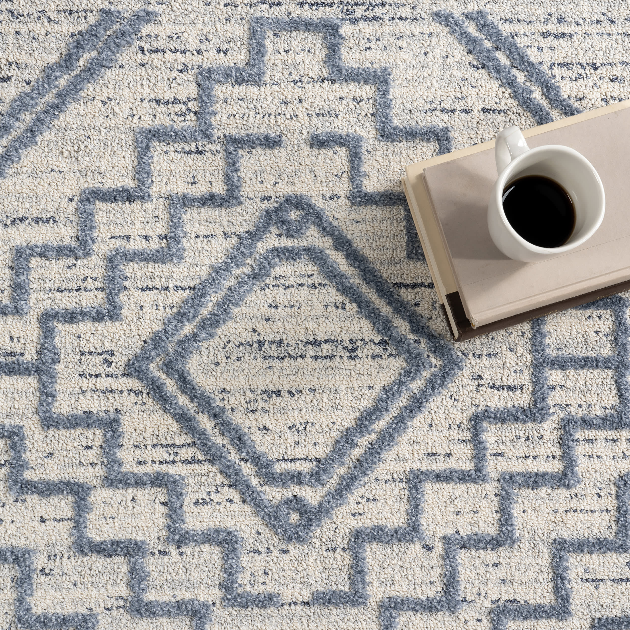 Miranda Moroccan Diamond Rug | Blue - Image 8
