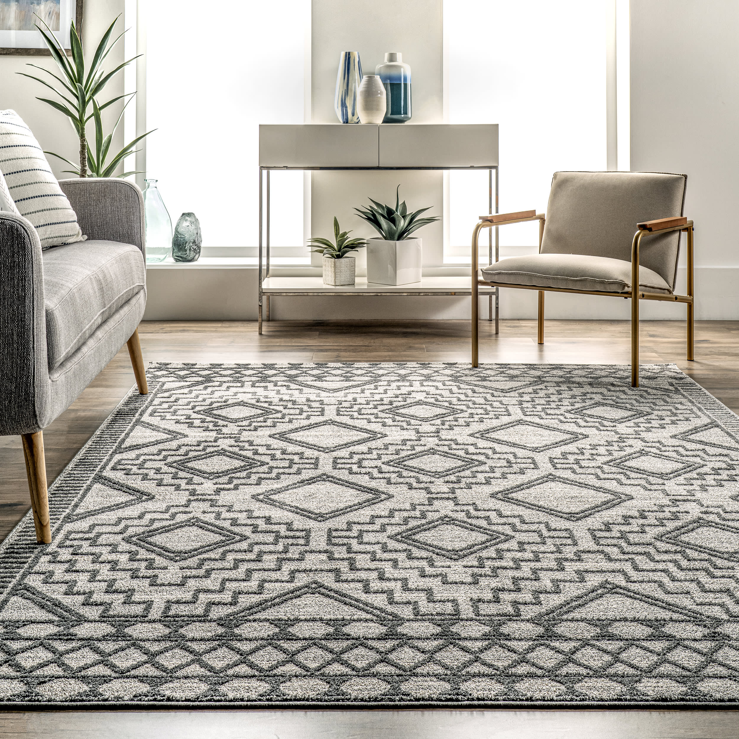 Miranda Moroccan Diamond Rug | Grey - Image 4