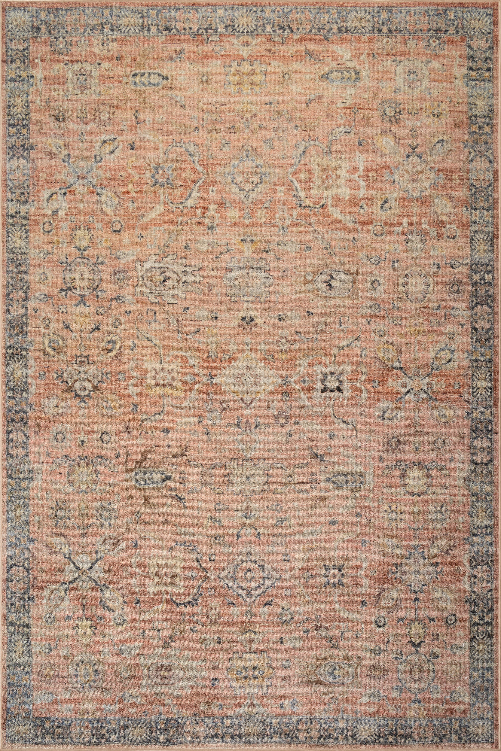 Mirelda Traditional Bordered Washable Rug | Peach