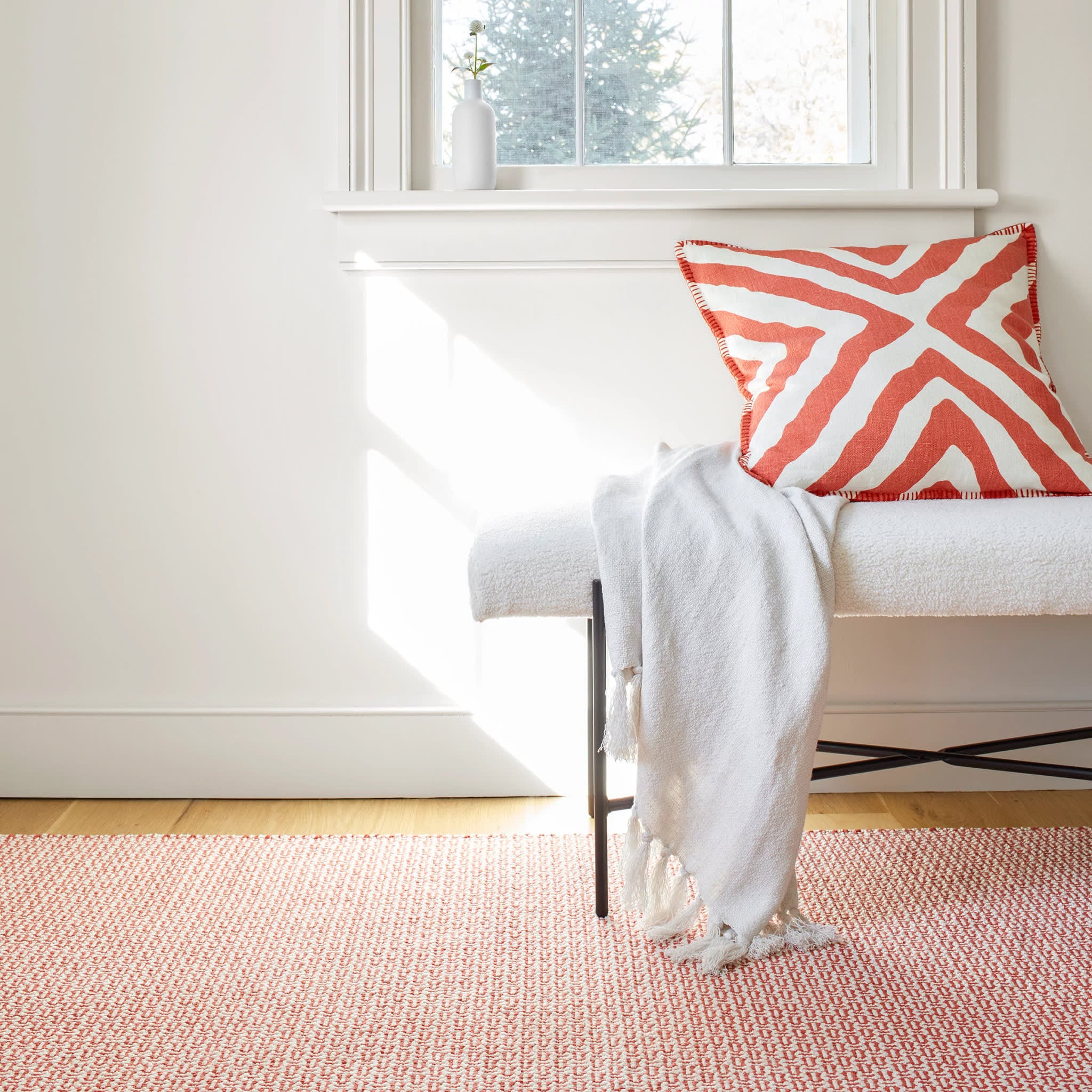 Miss Muffet Handwoven Cotton Rug | Paprika - Image 3