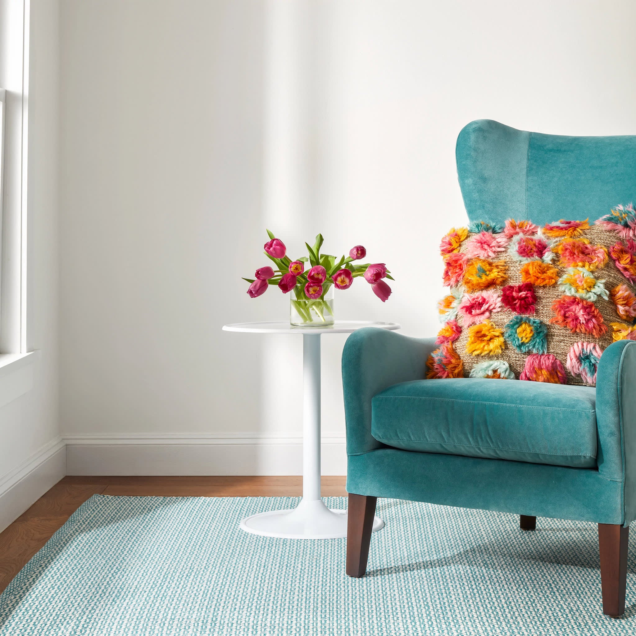 Miss Muffet Handwoven Cotton Rug | Teal - Image 3