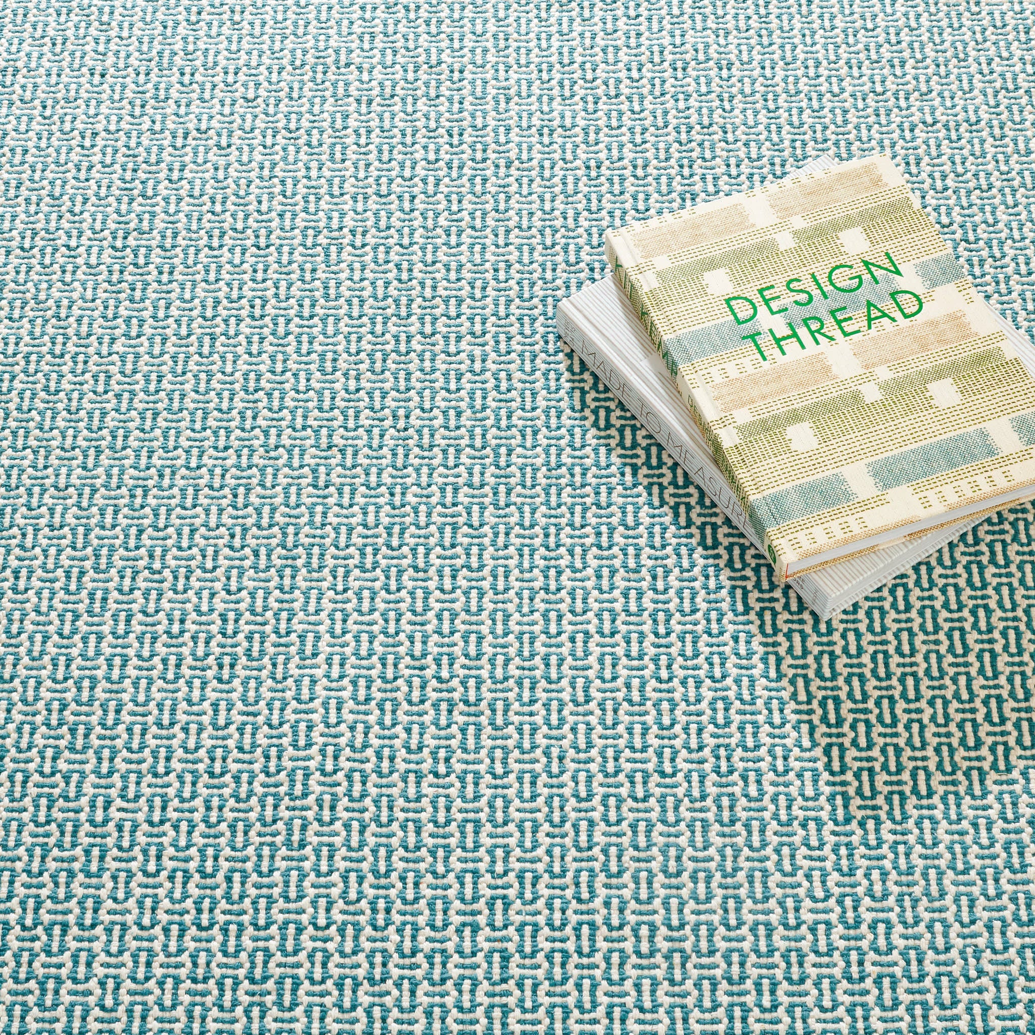 Miss Muffet Handwoven Cotton Rug | Teal - Image 4