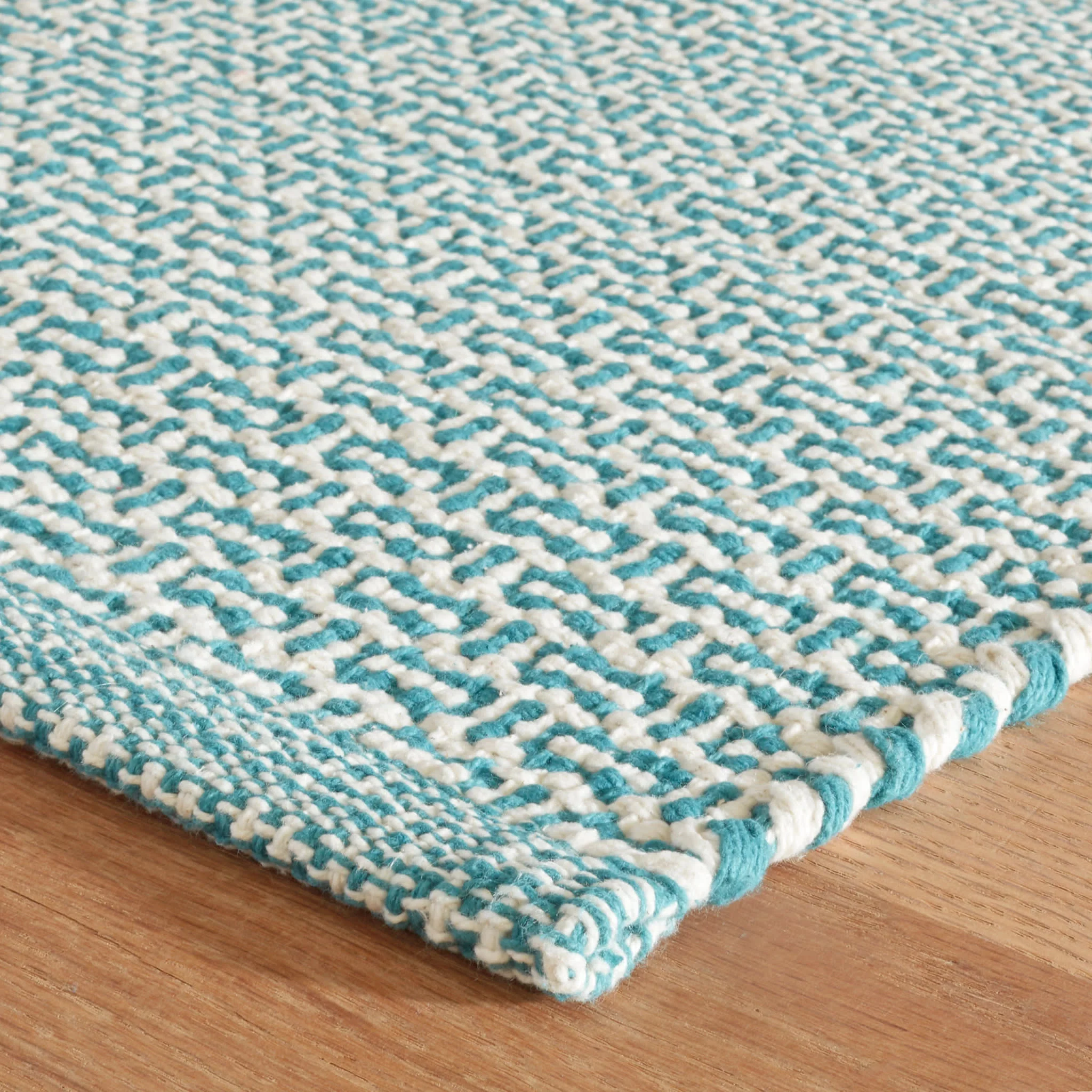 Miss Muffet Handwoven Cotton Rug | Teal - Image 6