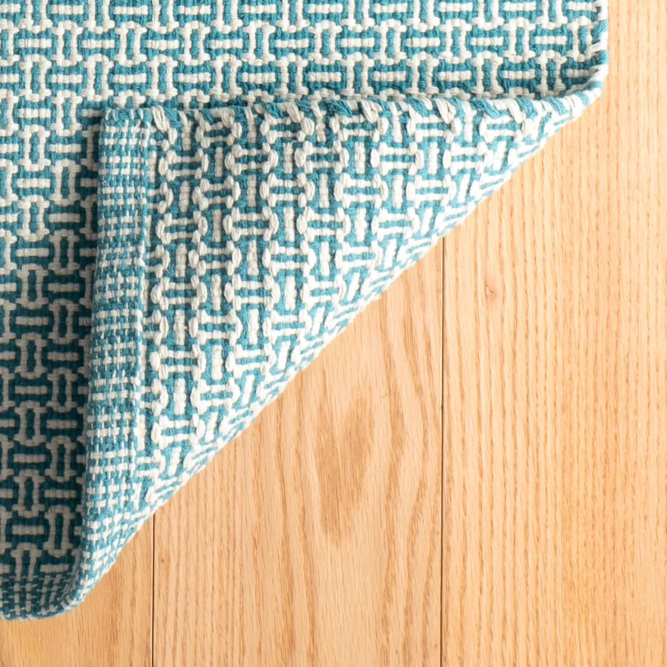 Miss Muffet Handwoven Cotton Rug | Teal - Image 7