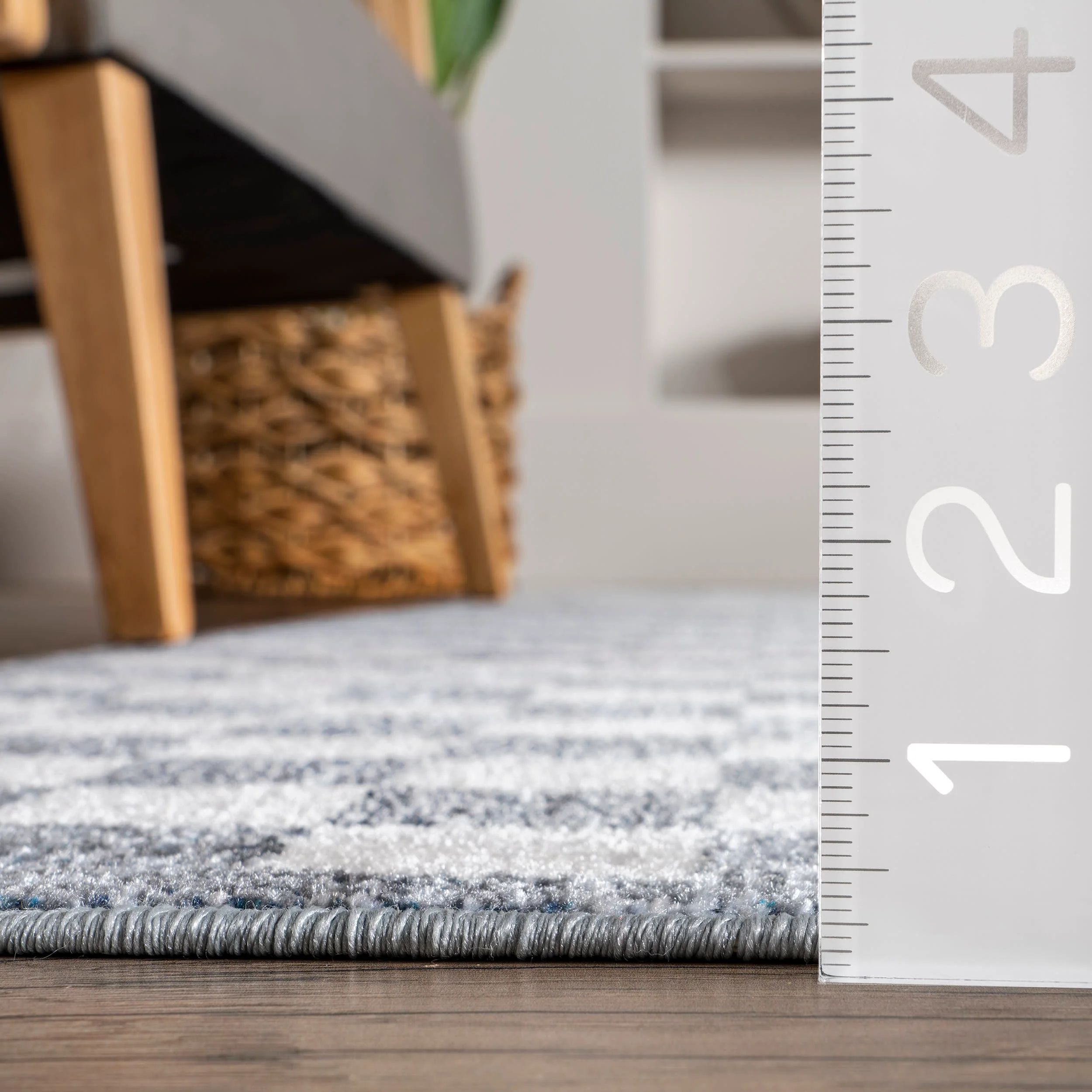 Mitzy Washable Checkered Rug | Slate Blue - Image 5