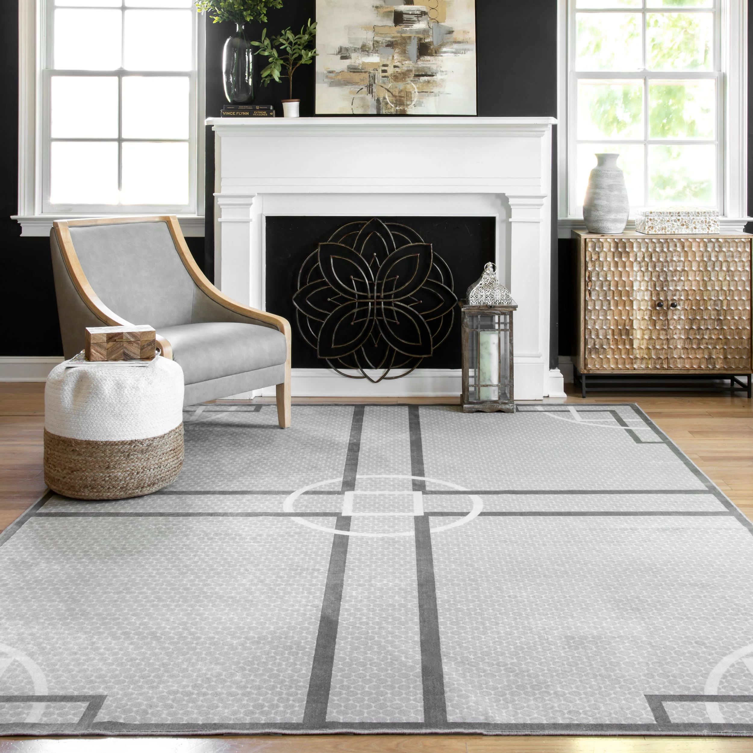 Modern Deco Rug | Light Grey - Image 2