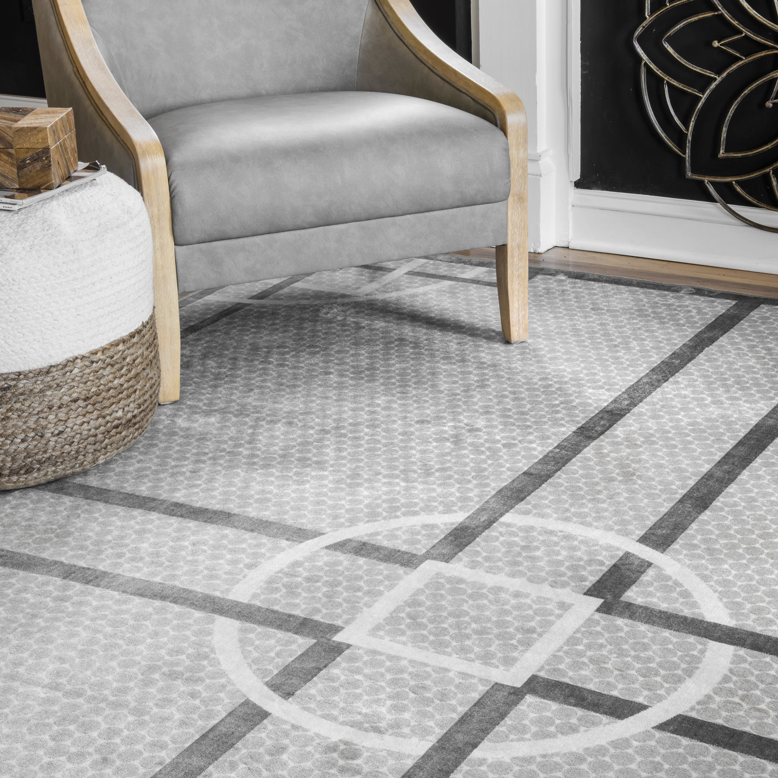 Modern Deco Rug | Light Grey - Image 4