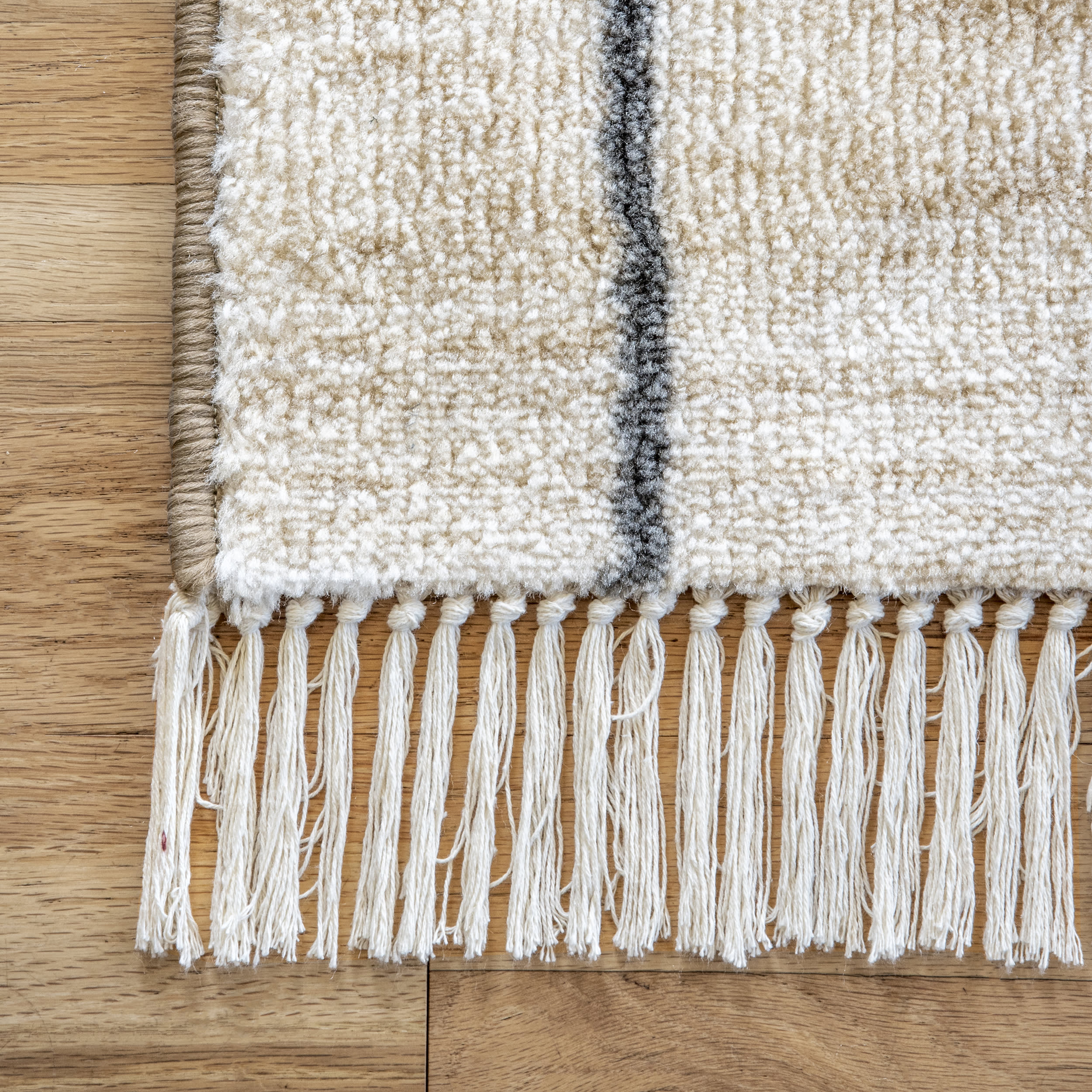 Modern Hex Non-Slip Backing Rug | Beige - Image 3