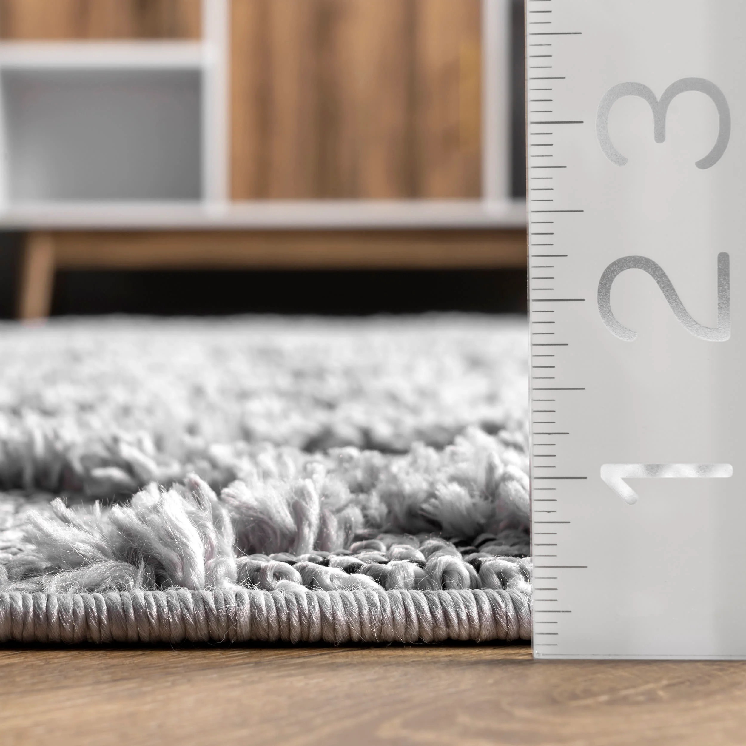 Modern Raised Lattice Tasseled Rug | Grey - Image 5