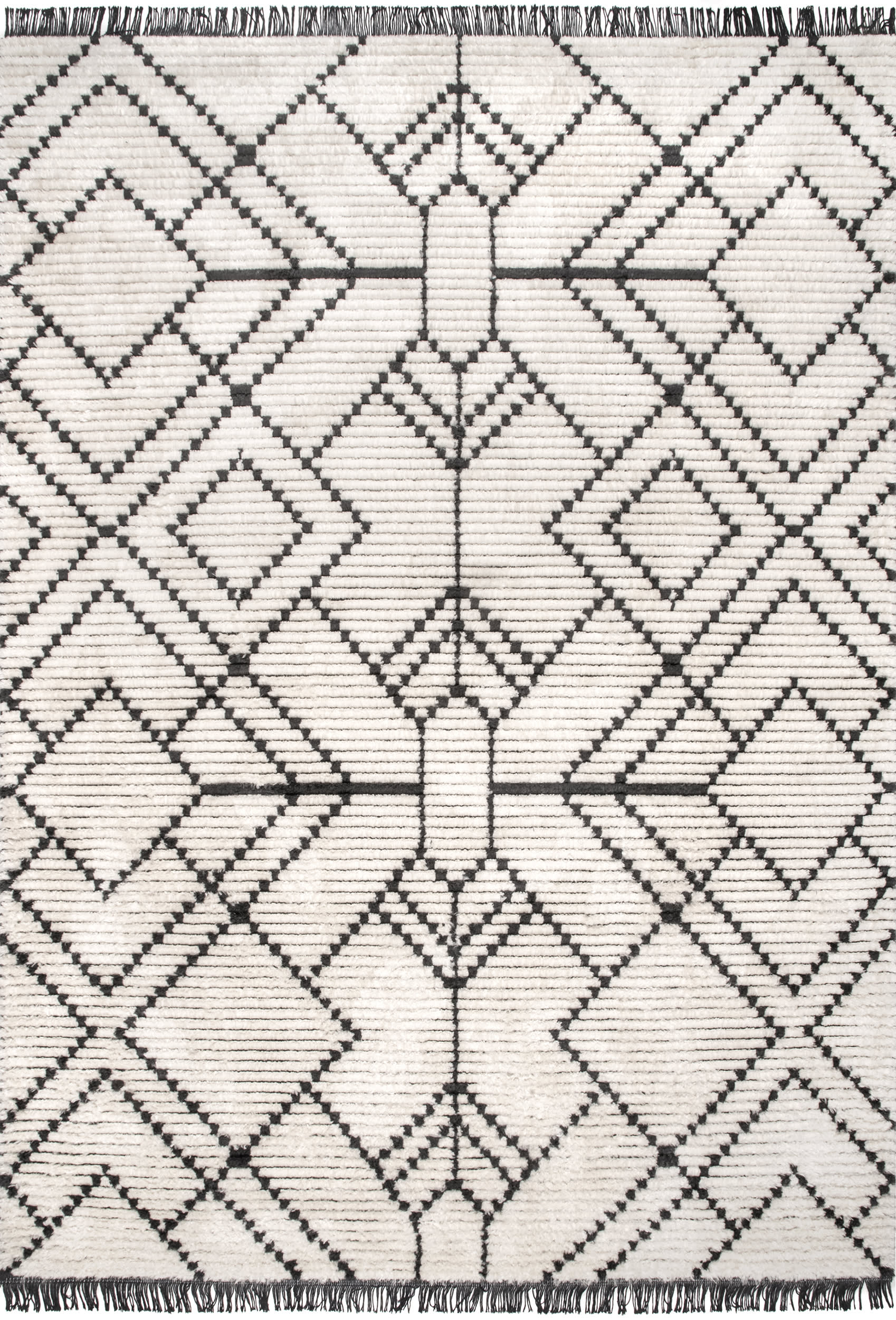 Modern Tracery Tasseled Rug | Beige