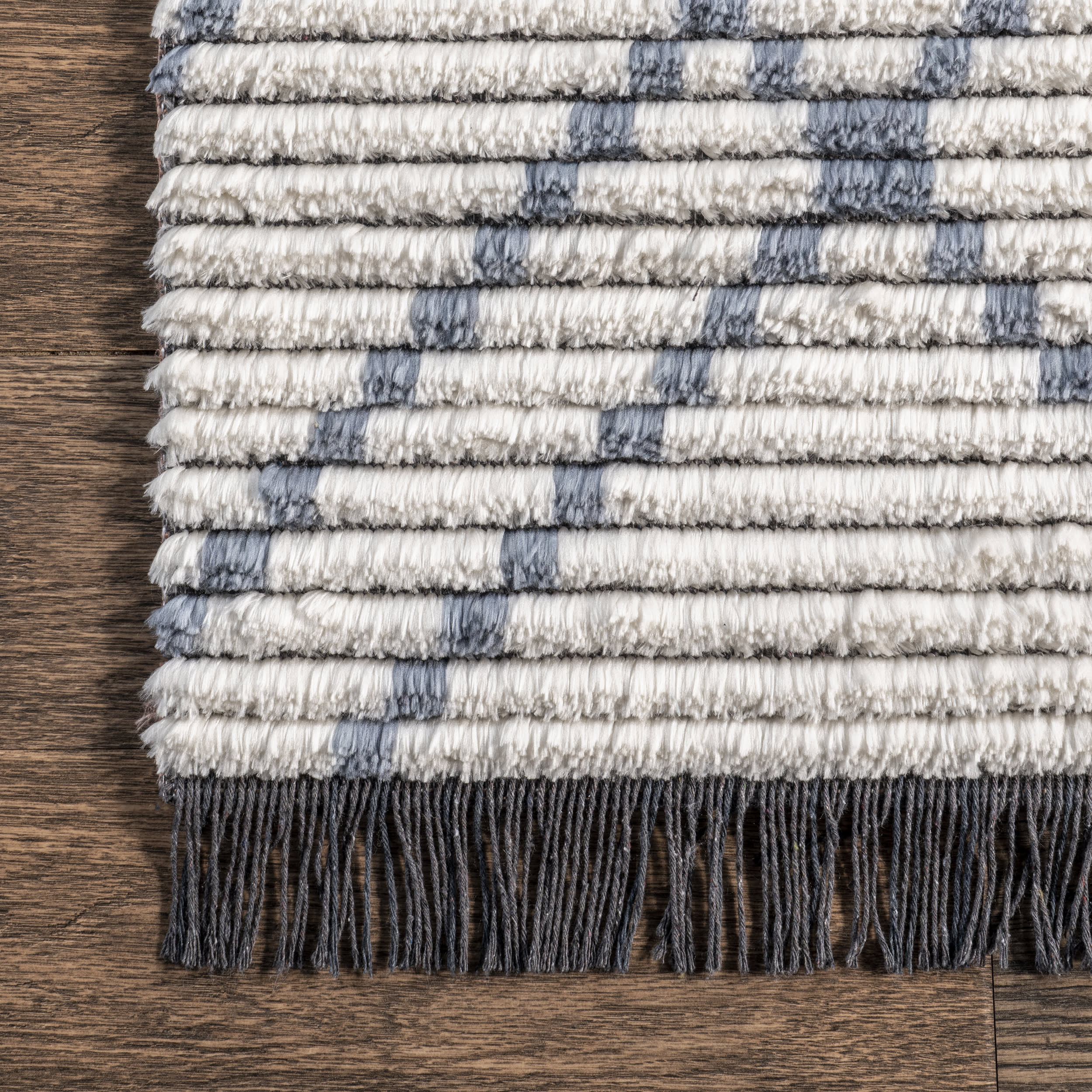 Modern Tracery Tasseled Rug | Blue - Image 3