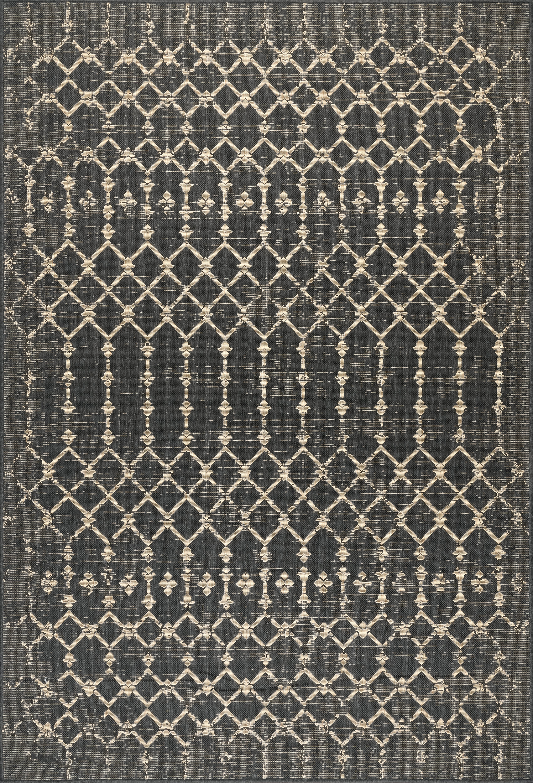 Modern Trellis Indoor/Outdoor Rug | Charcoal