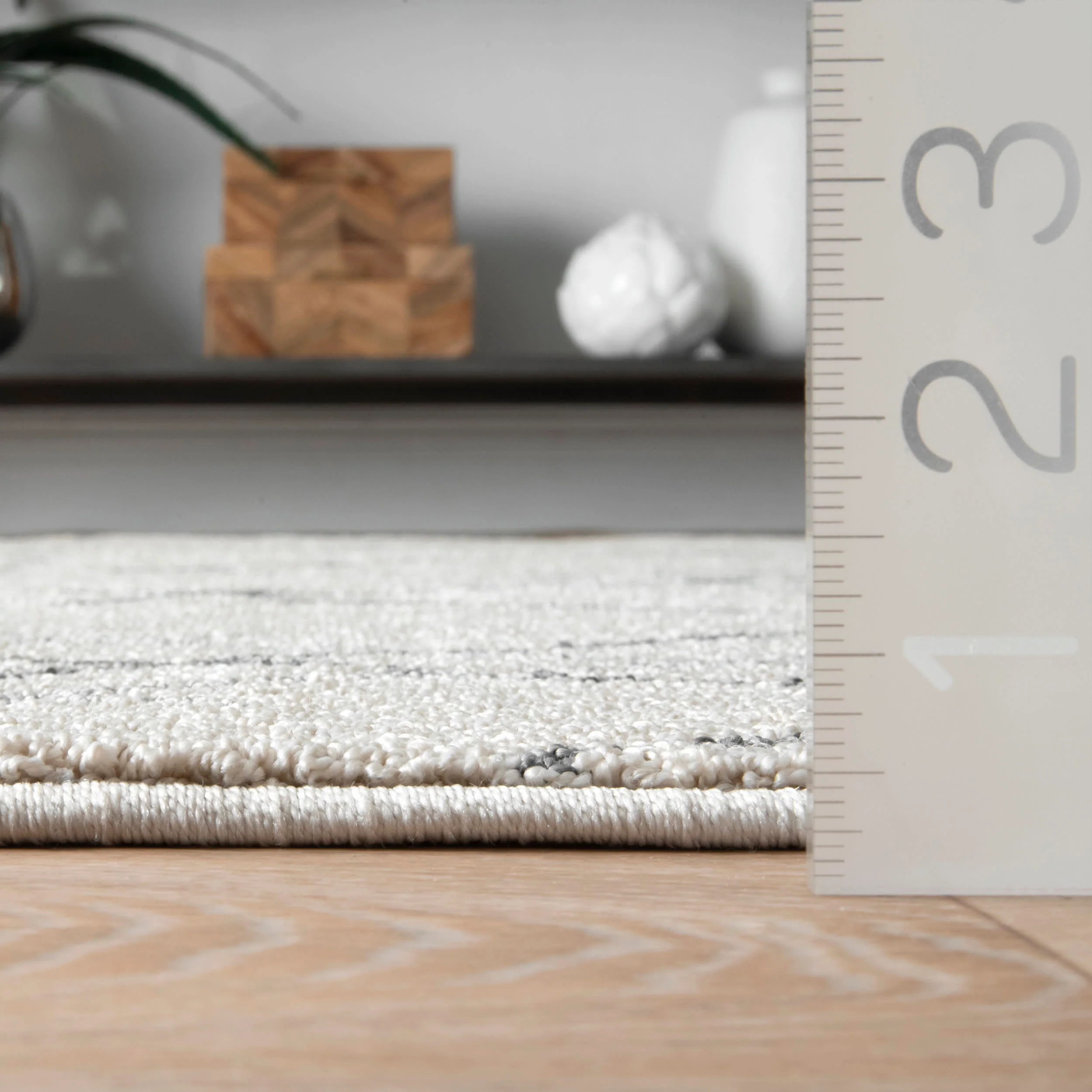 Modern Trellis Tassel Rug | Beige - Image 4
