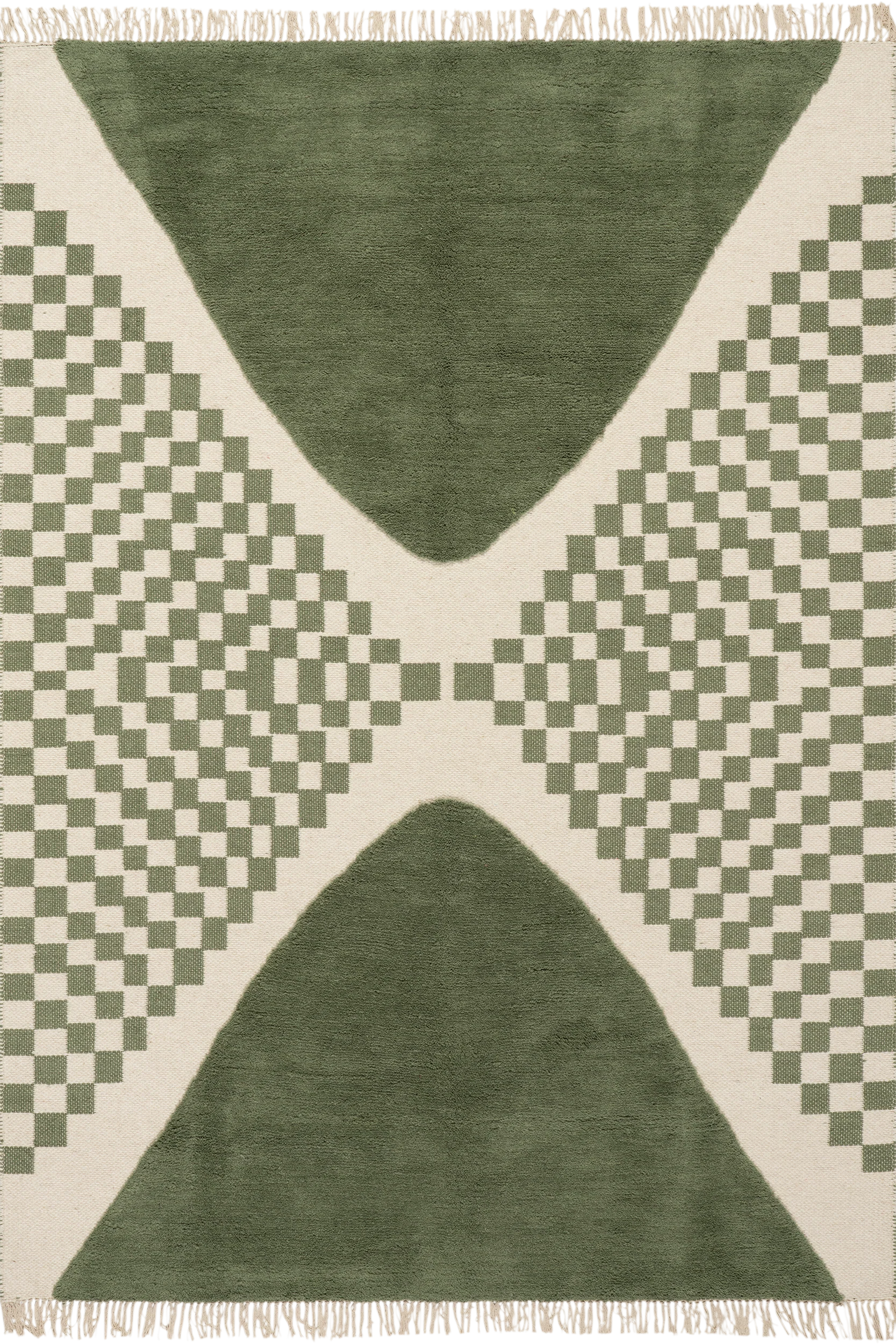 Monda Moroccan Bohemian Hand Woven Rug | Green