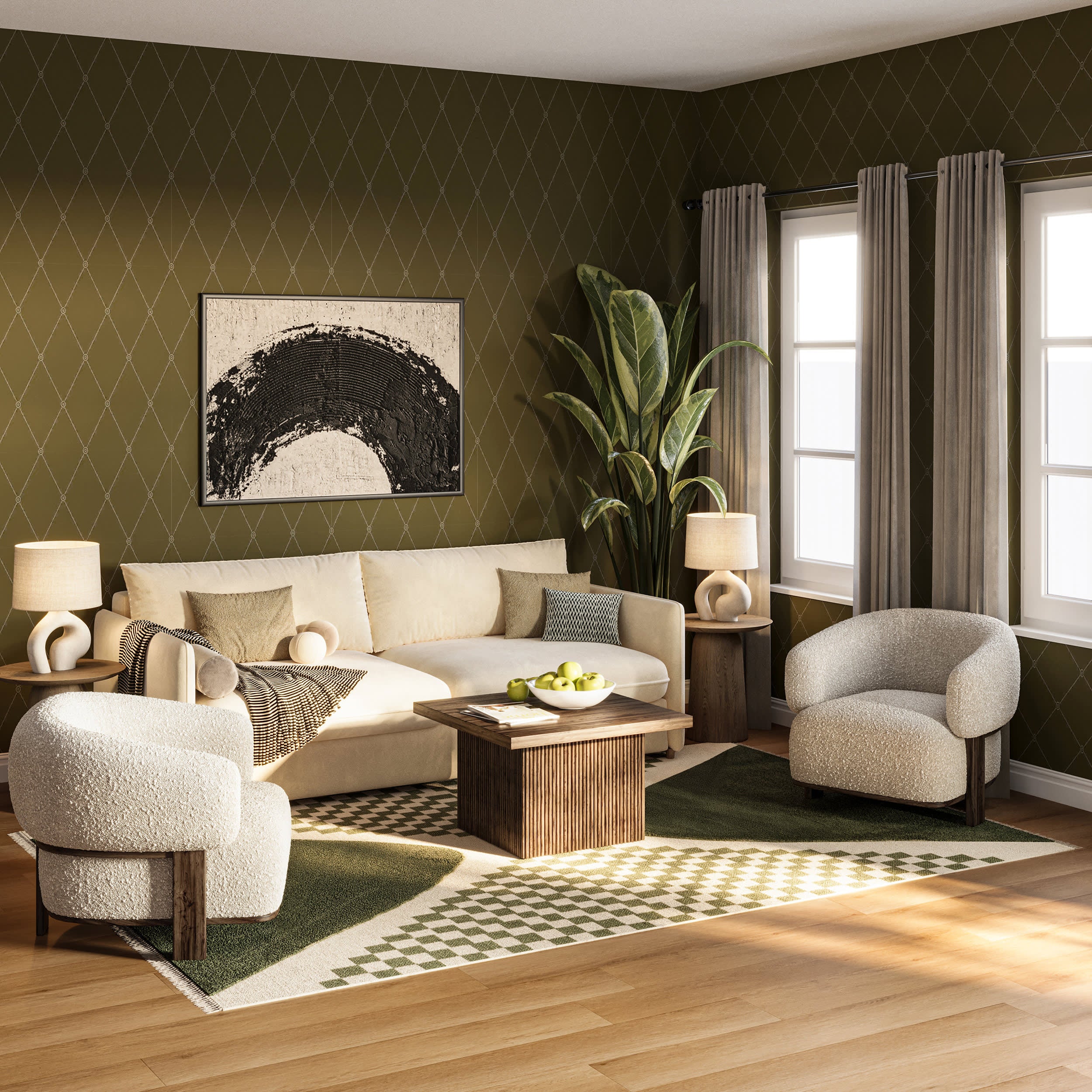 Monda Moroccan Bohemian Hand Woven Rug | Green - Image 2