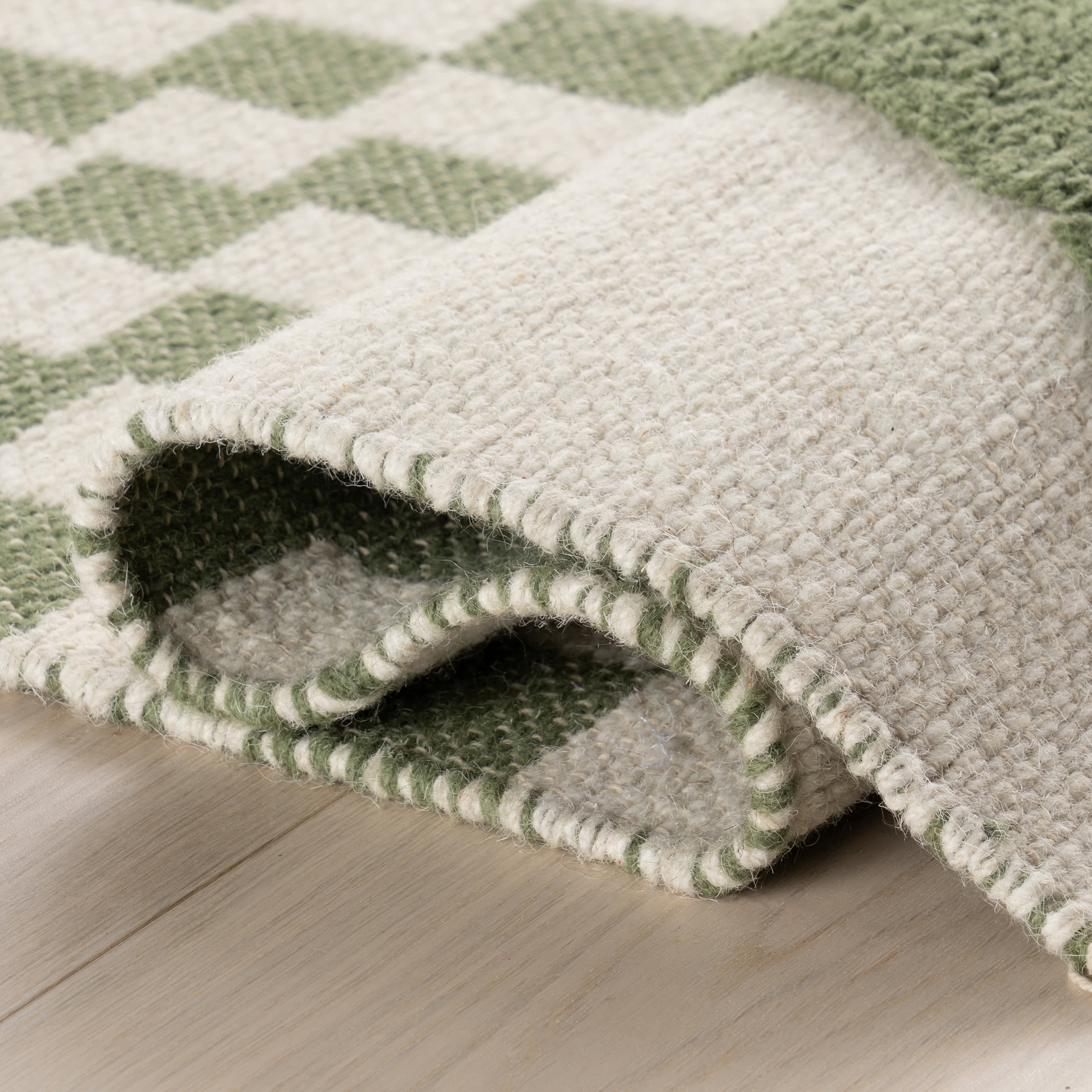 Monda Moroccan Bohemian Hand Woven Rug | Green - Image 8