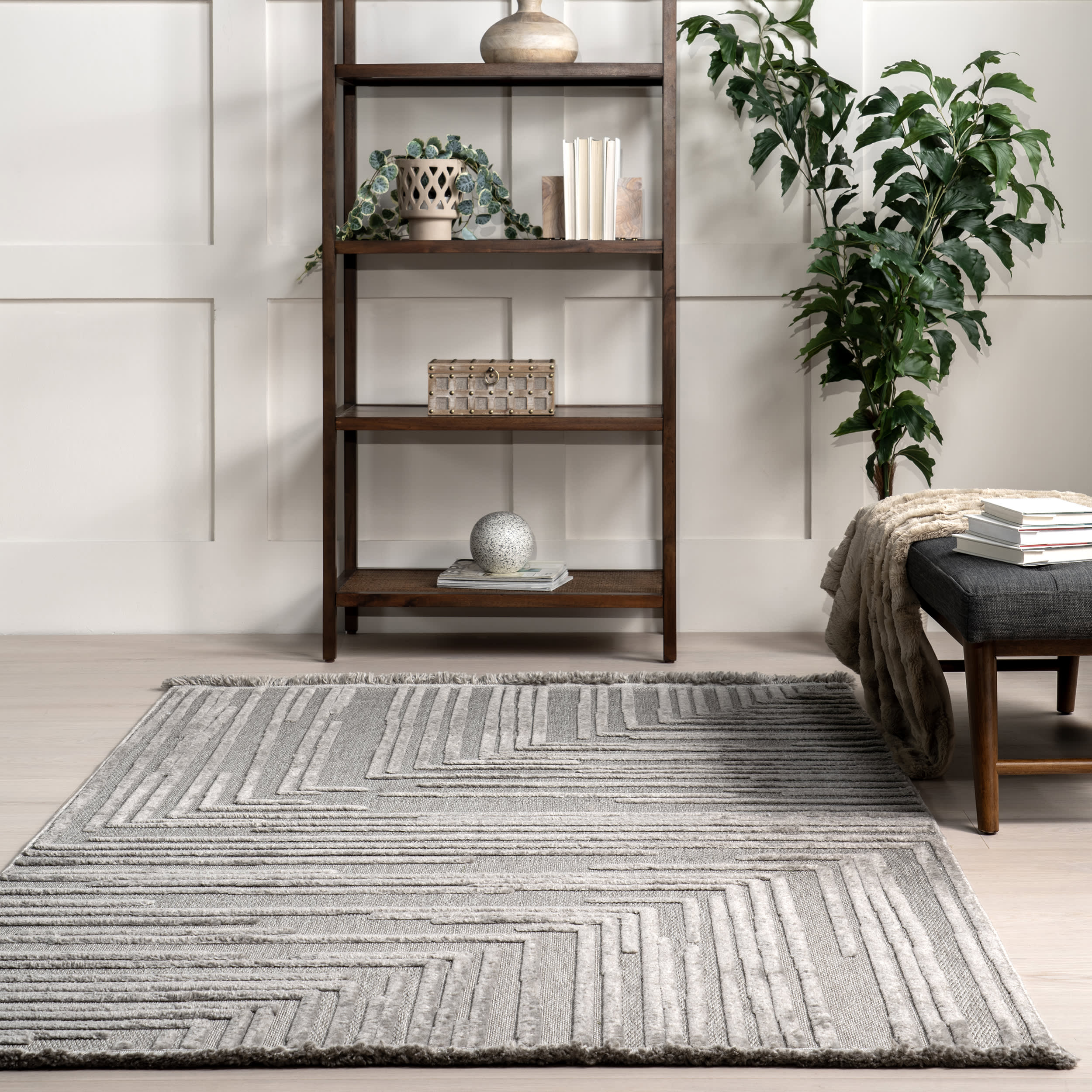 Monique Abstract Line Rug | Grey - Image 4