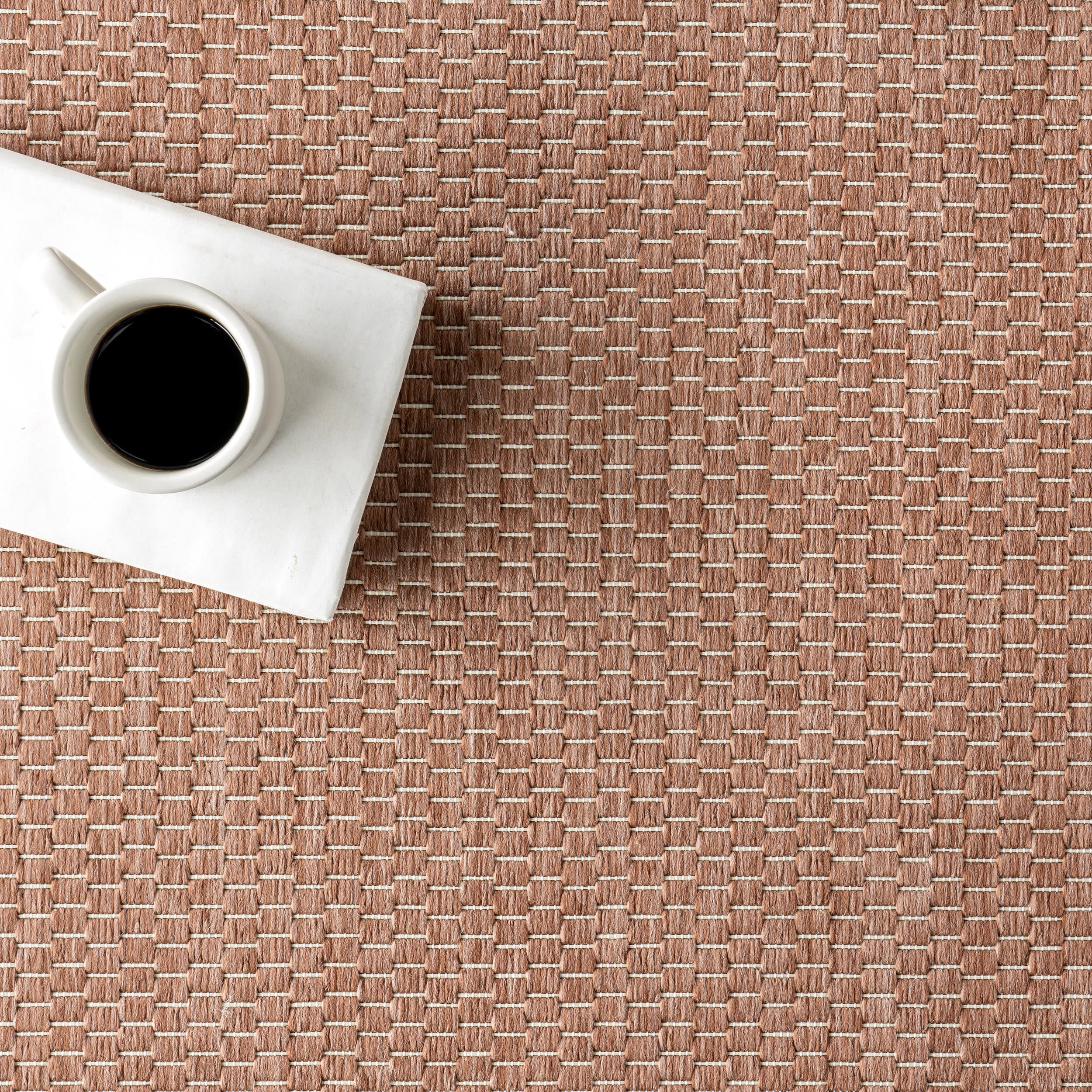 Monochrome Bordered Indoor/Outdoor Rug | Brown - Image 8