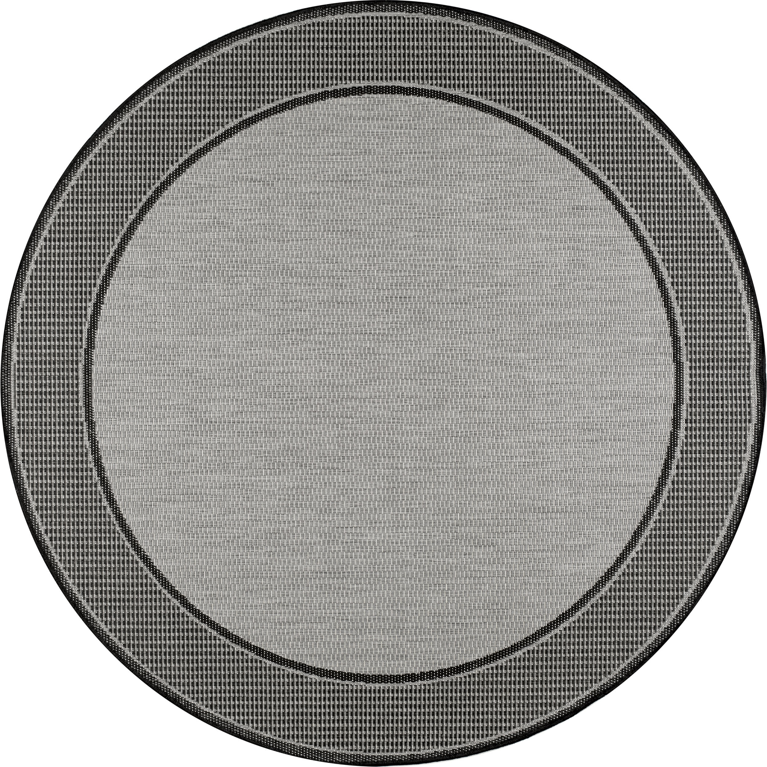 Monochrome Bordered Indoor/Outdoor Rug | Grey