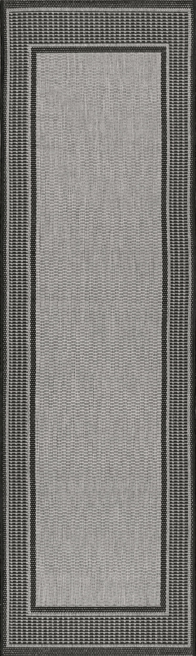 Monochrome Bordered Indoor/Outdoor Rug | Grey