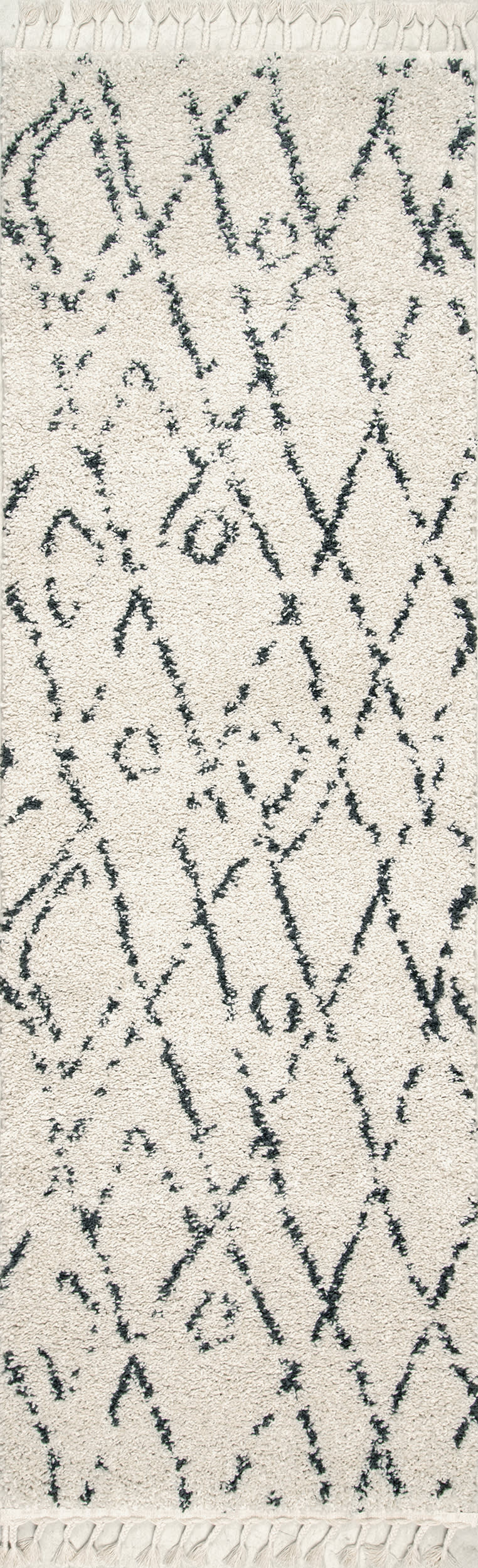 Moroccan Diamond Tassel Rug | Off White