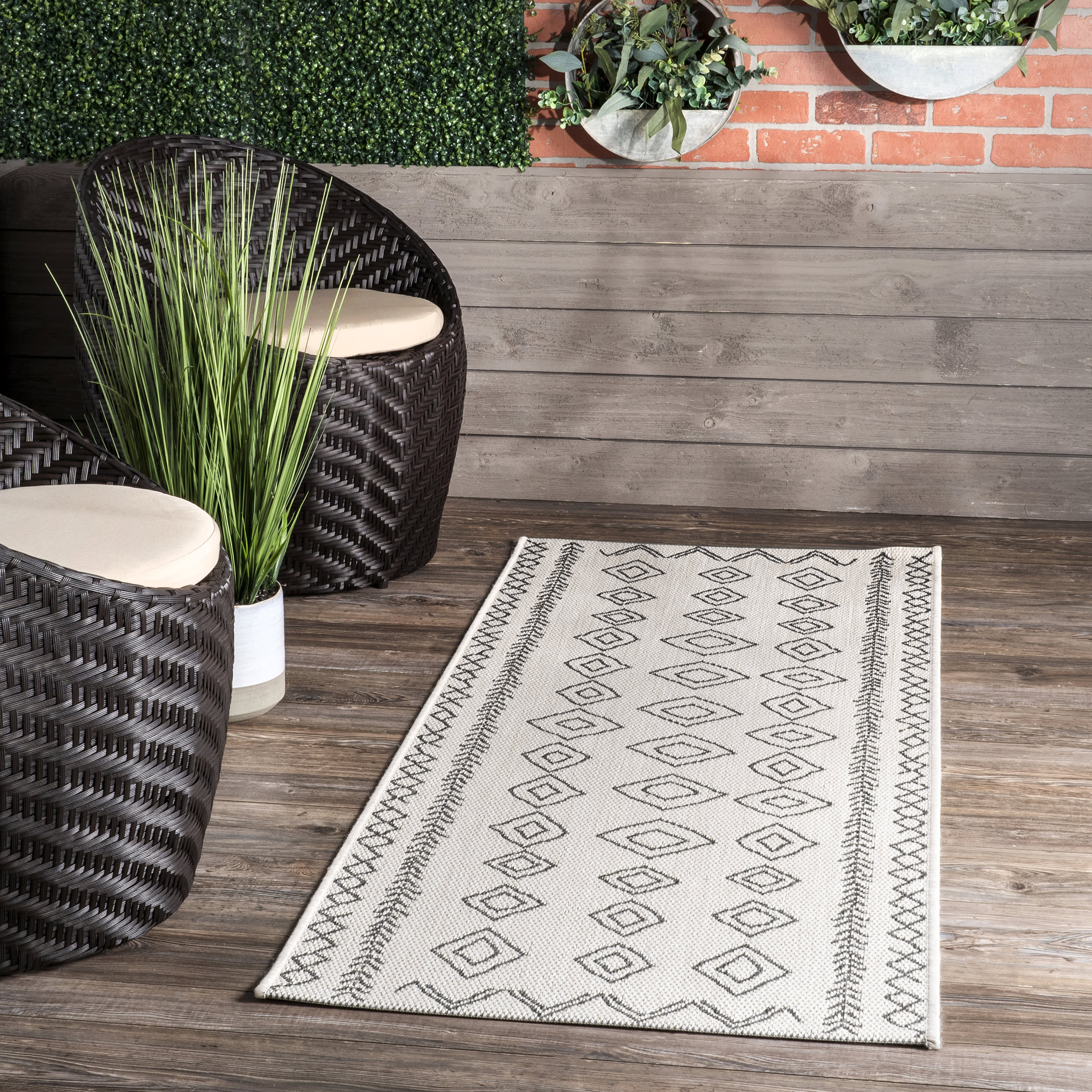 Moroccan Diamonds Indoor/Outdoor Rug | Ivory - Image 2