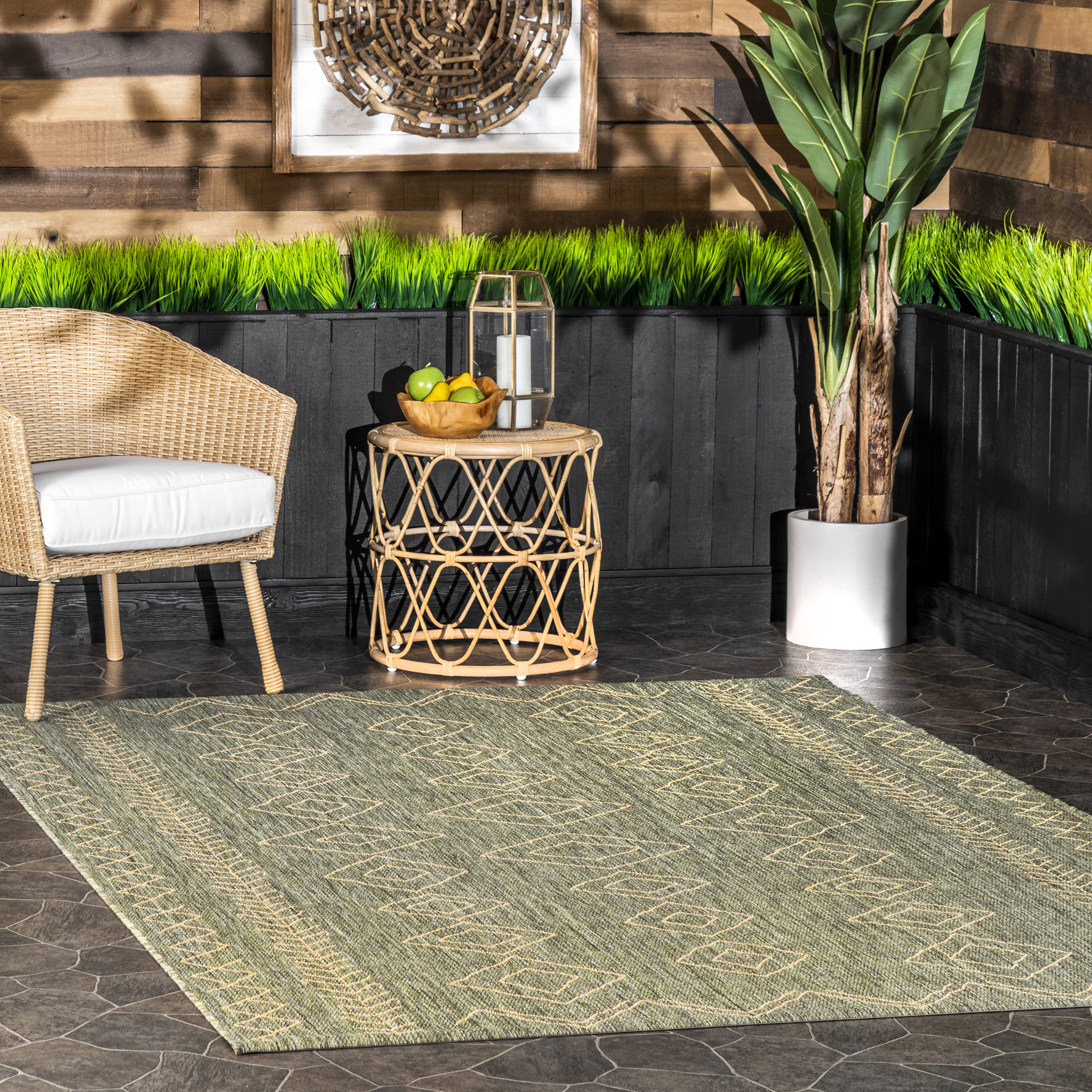 Moroccan Diamonds Indoor/Outdoor Rug | Sage Green - Image 2