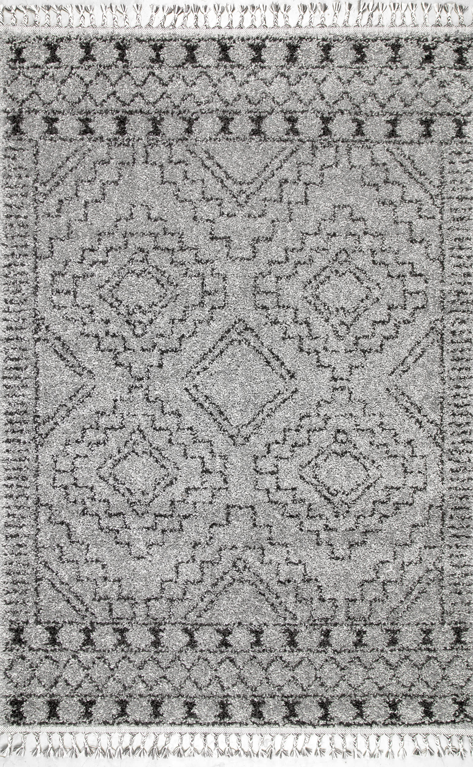 Moroccan Tasseled Rug | Grey