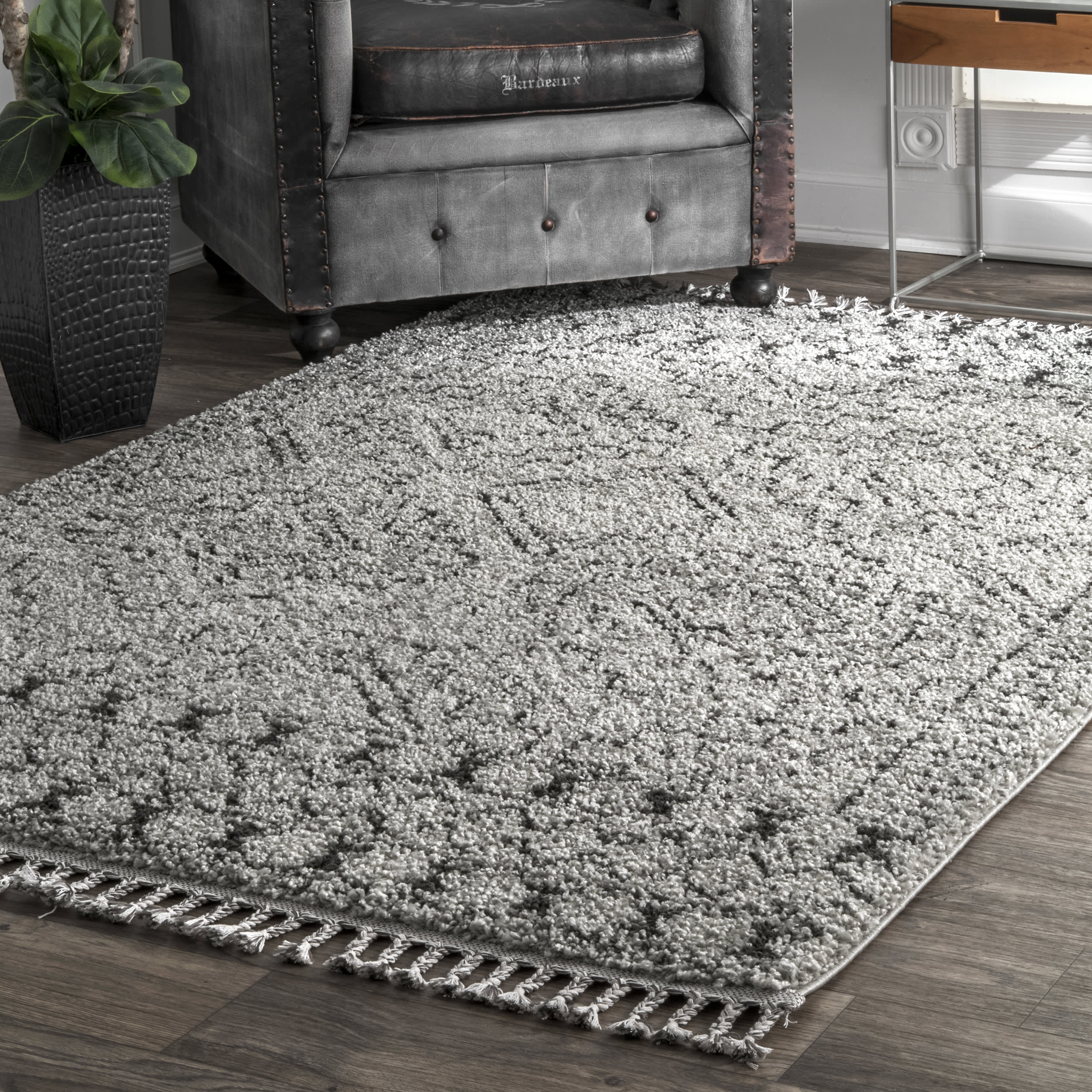 Moroccan Tasseled Rug | Grey - Image 2
