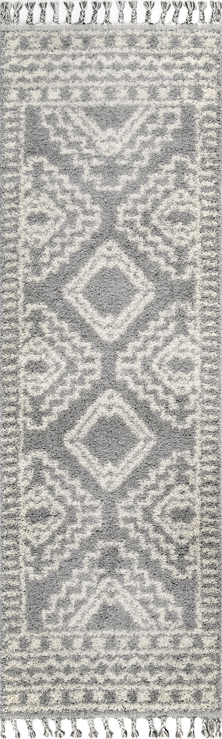 Moroccan Tasseled Rug | Silver