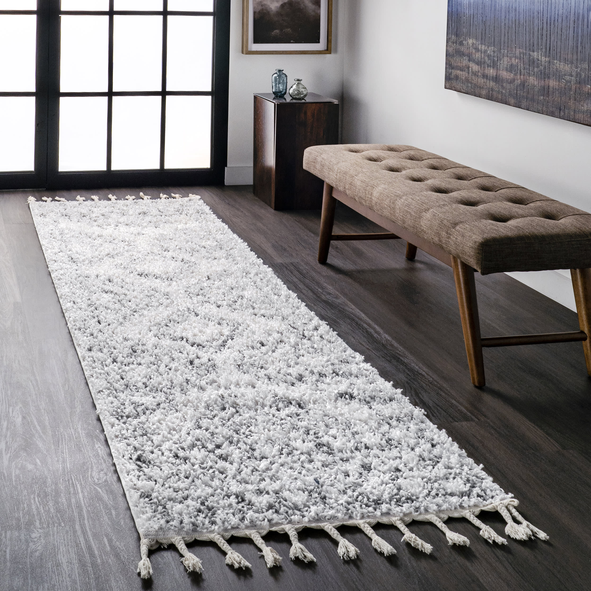 Moroccan Tasseled Rug | White - Image 2