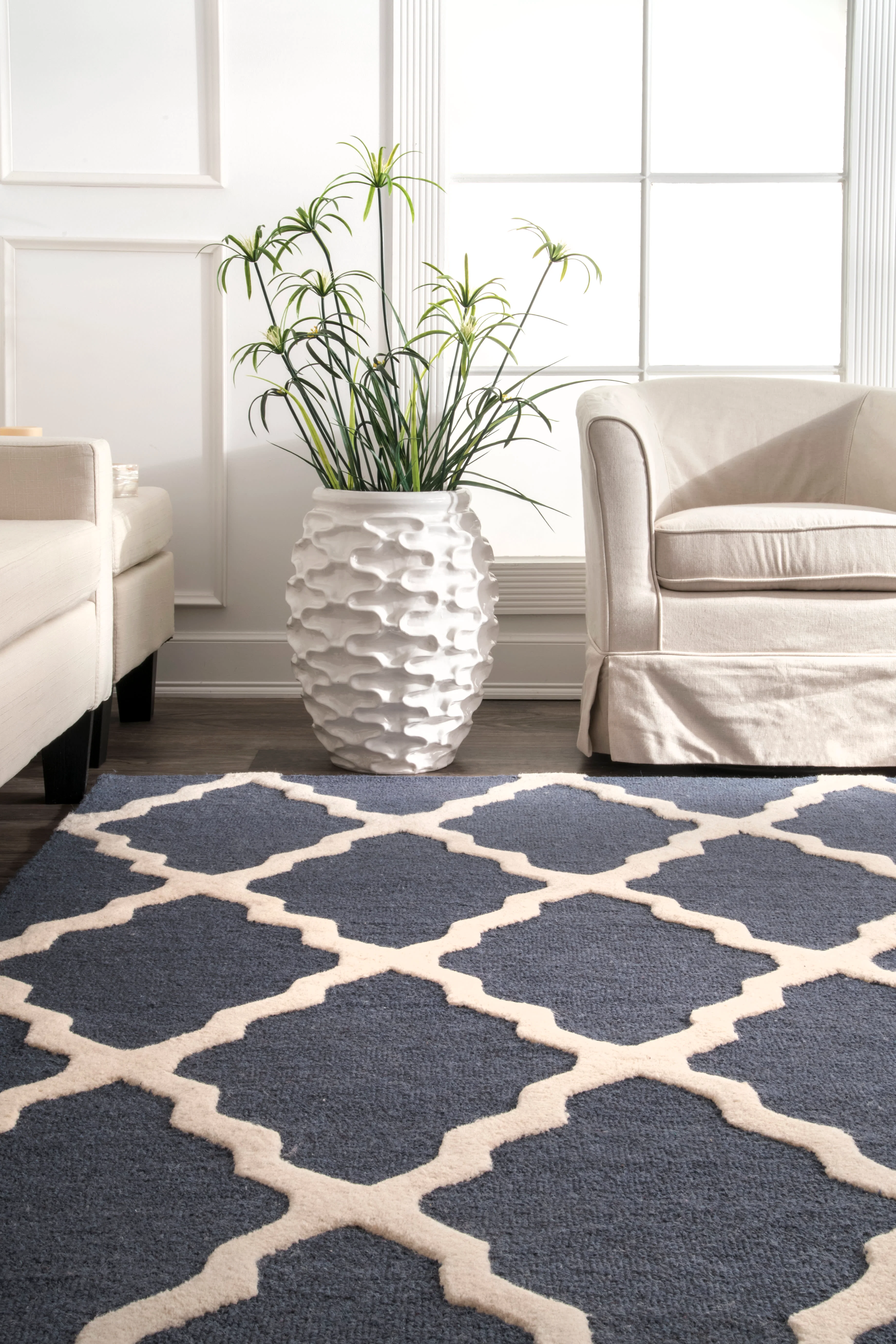 Moroccan Trellis Rug | Blue Grey - Image 4