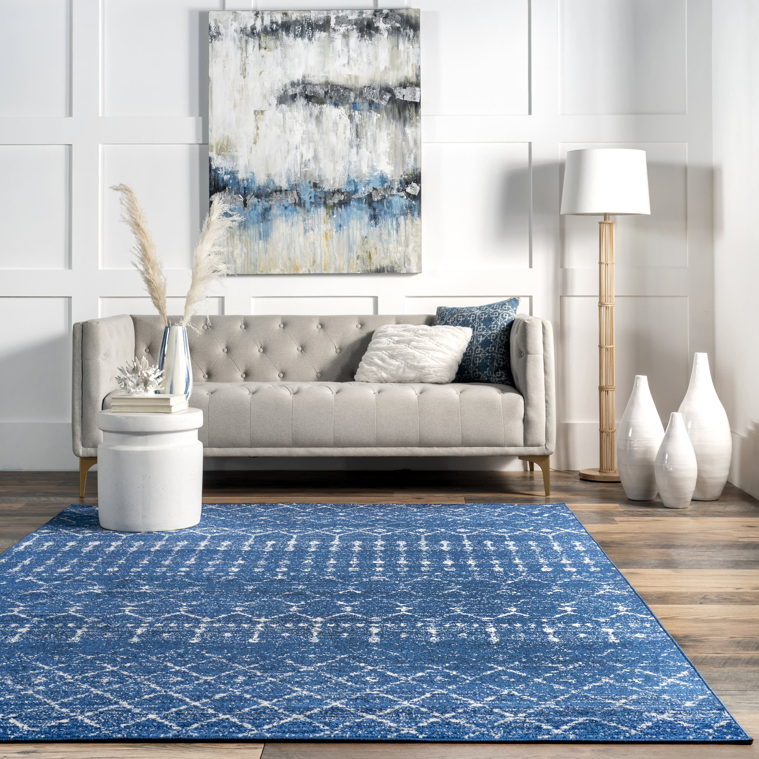 Moroccan Trellis Rug | Blue - Image 4